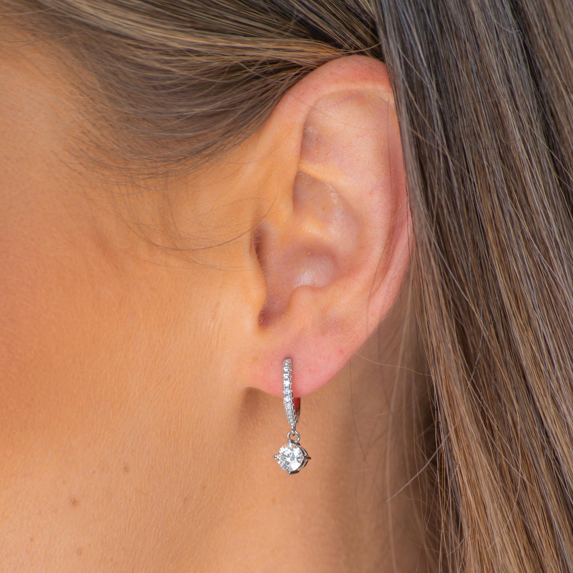 Classic Round Cut Moissanite Hoop Huggie Earrings 1.0 Carat - Camile & Stone