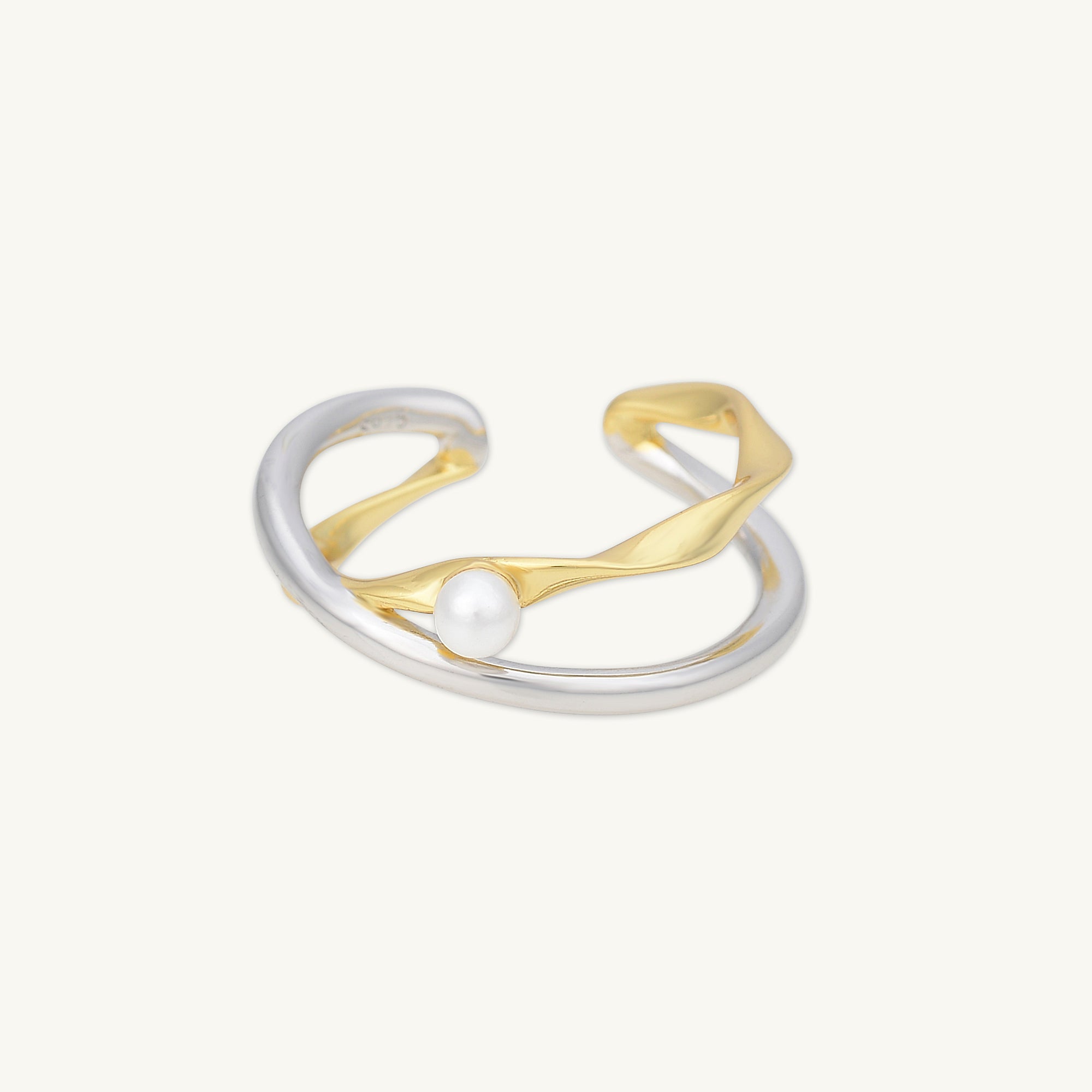 Criss Cross Pearl Open Ring - Camile & Stone