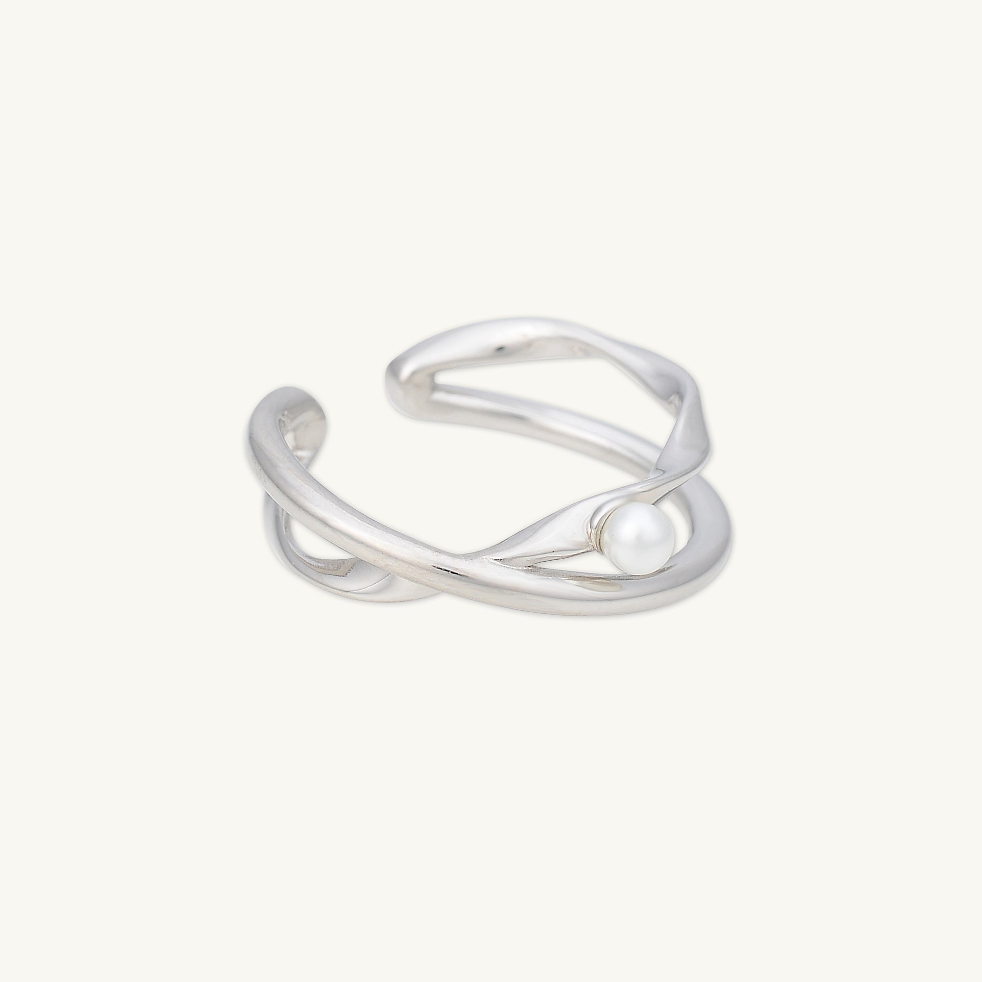 Criss Cross Pearl Open Ring - Camile & Stone