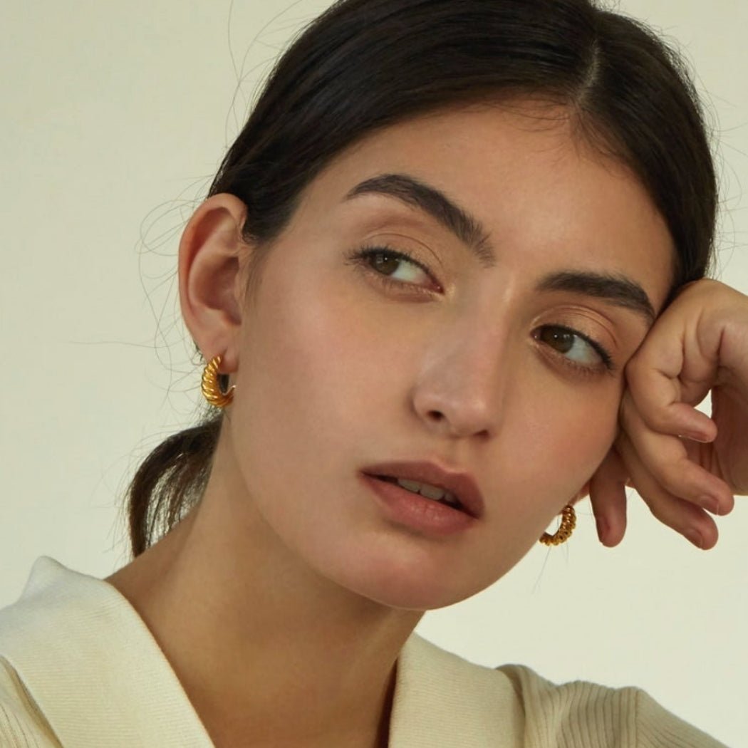 Croissant Huggie Stud Earrings - Camile & Stone