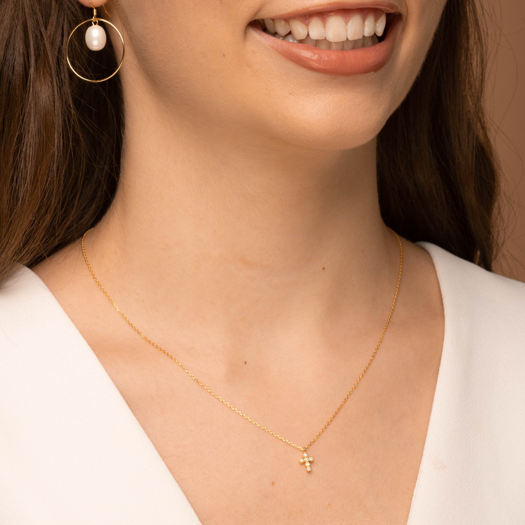 Cross Sapphire Chain Necklace - Camile & Stone