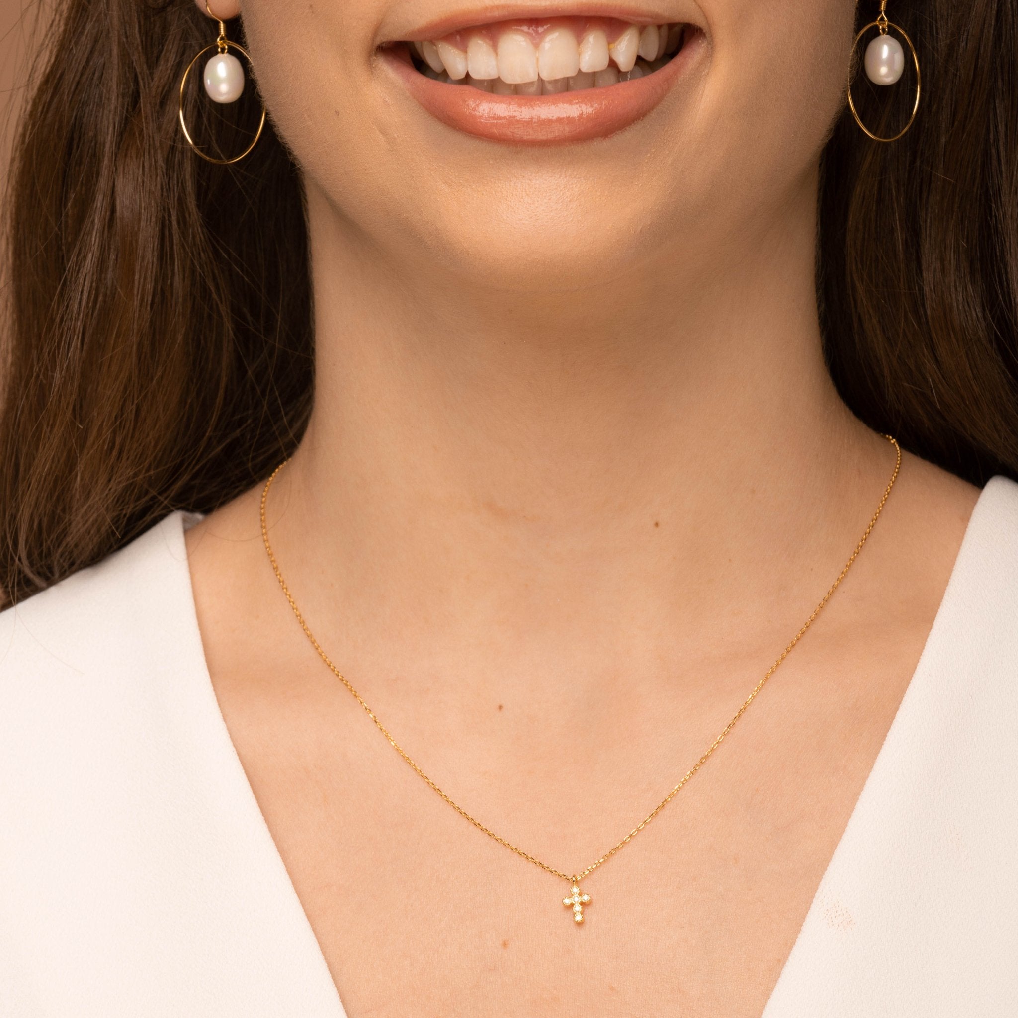 Cross Sapphire Chain Necklace - Camile & Stone