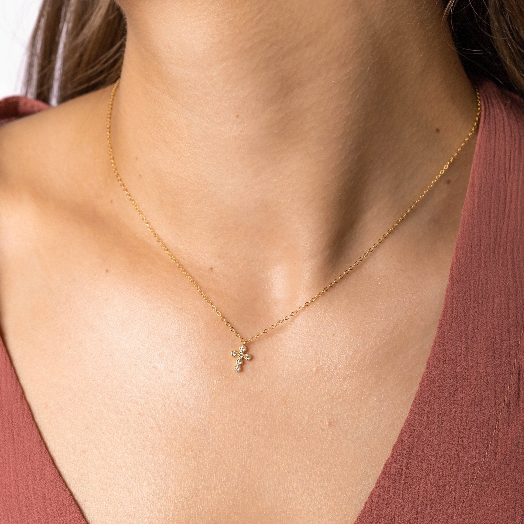 Cross Sapphire Chain Necklace - Camile & Stone