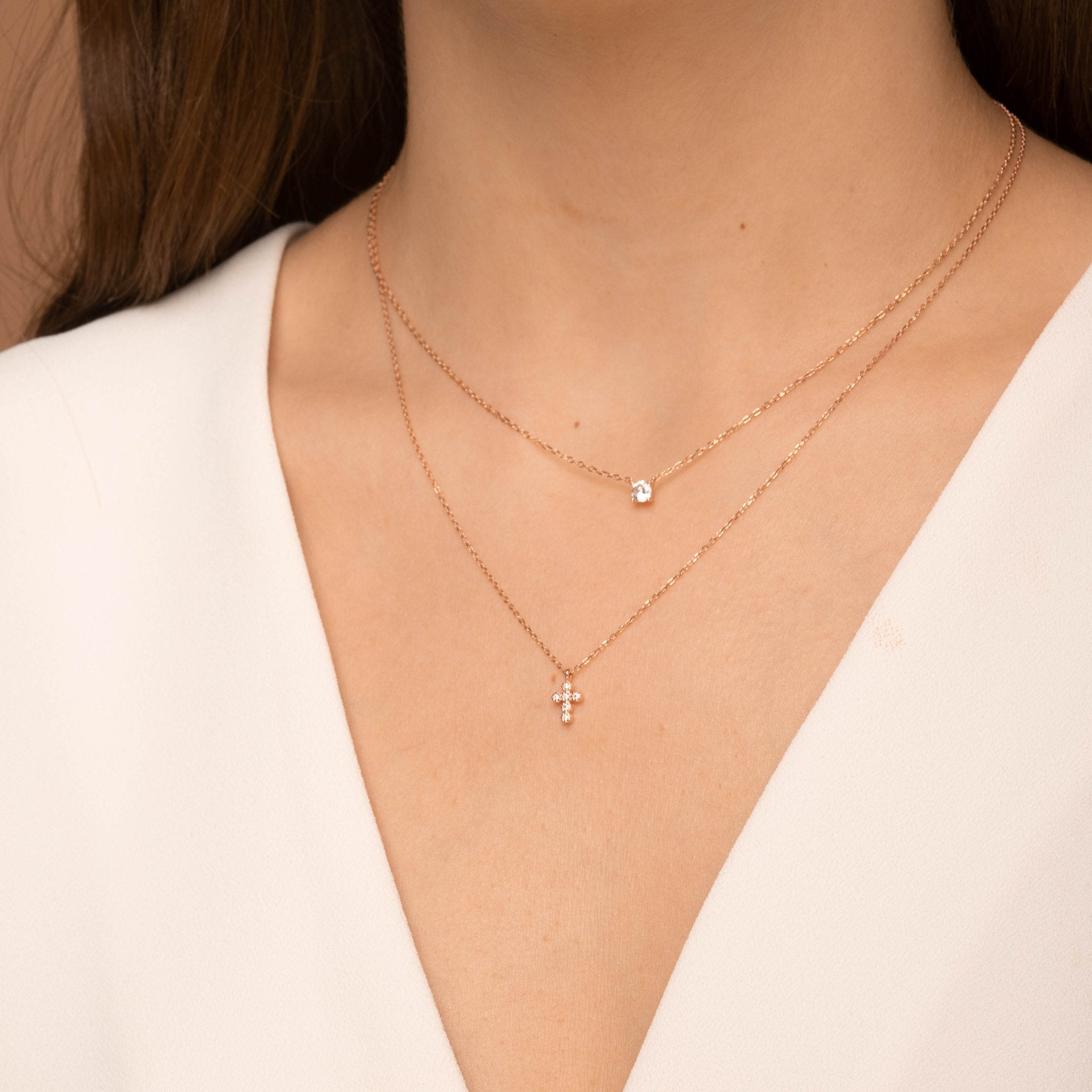 Cross Sapphire Chain Necklace - Camile & Stone