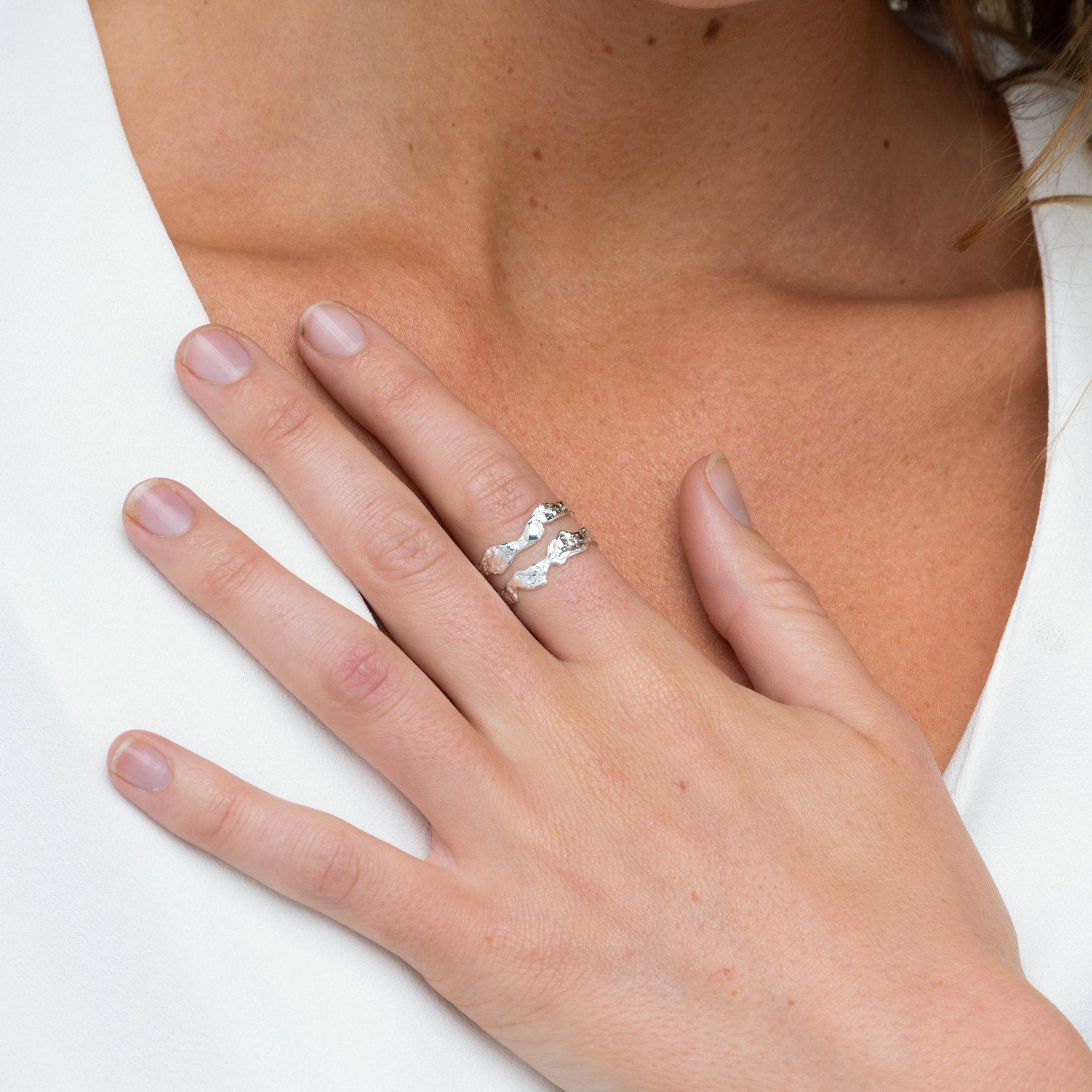 Double Molten Statement Open Ring - Camile & Stone