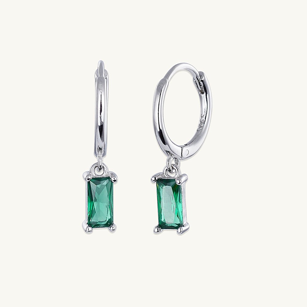 Emerald Baguette Hoop Earrings - Camile & Stone