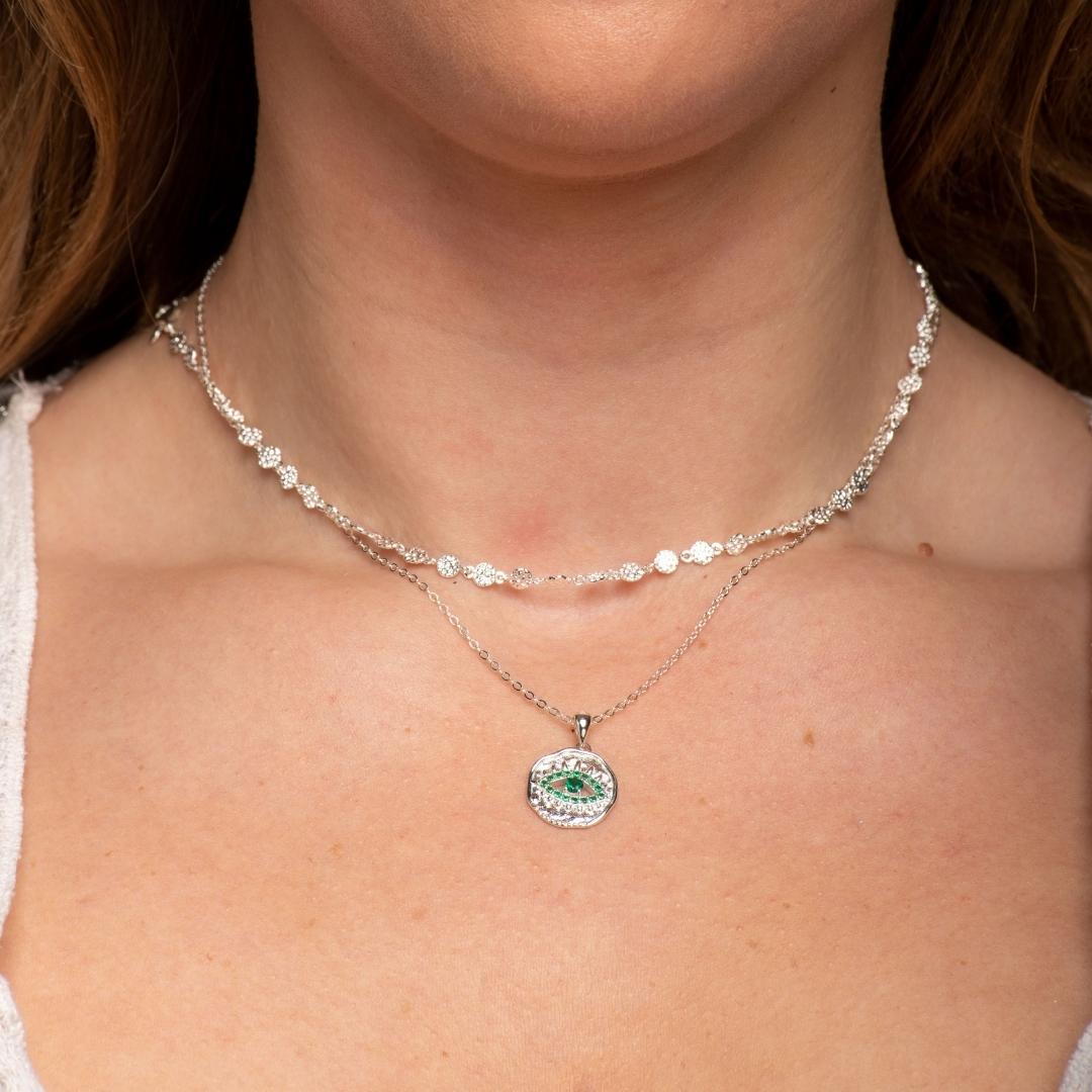 Emerald Evil Eye Pendant Necklace - Camile & Stone