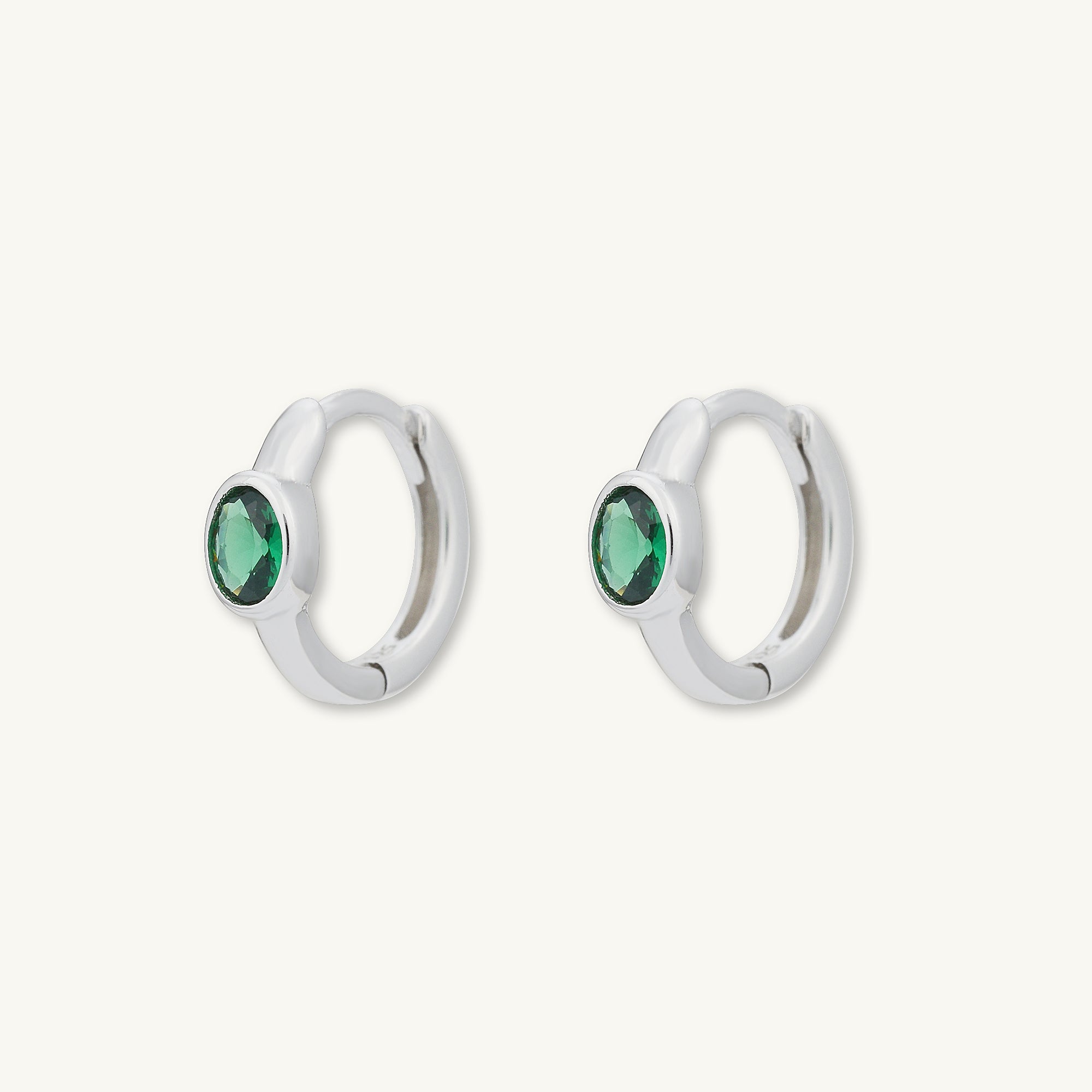Emerald Oval Sapphire Huggie Earrings - Camile & Stone