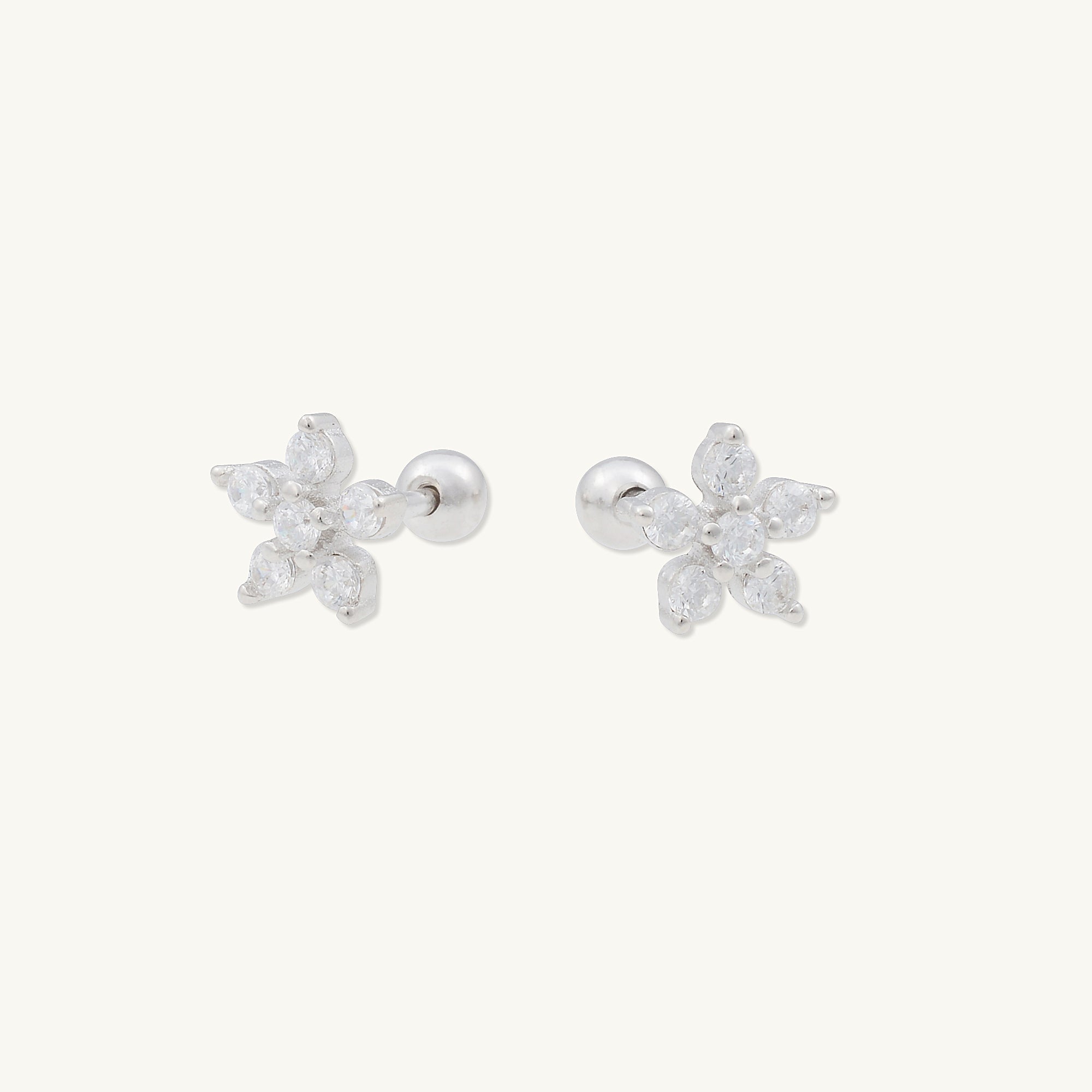 Flower Sapphire Barbell Stud Cartilage Earrings - Camile & Stone