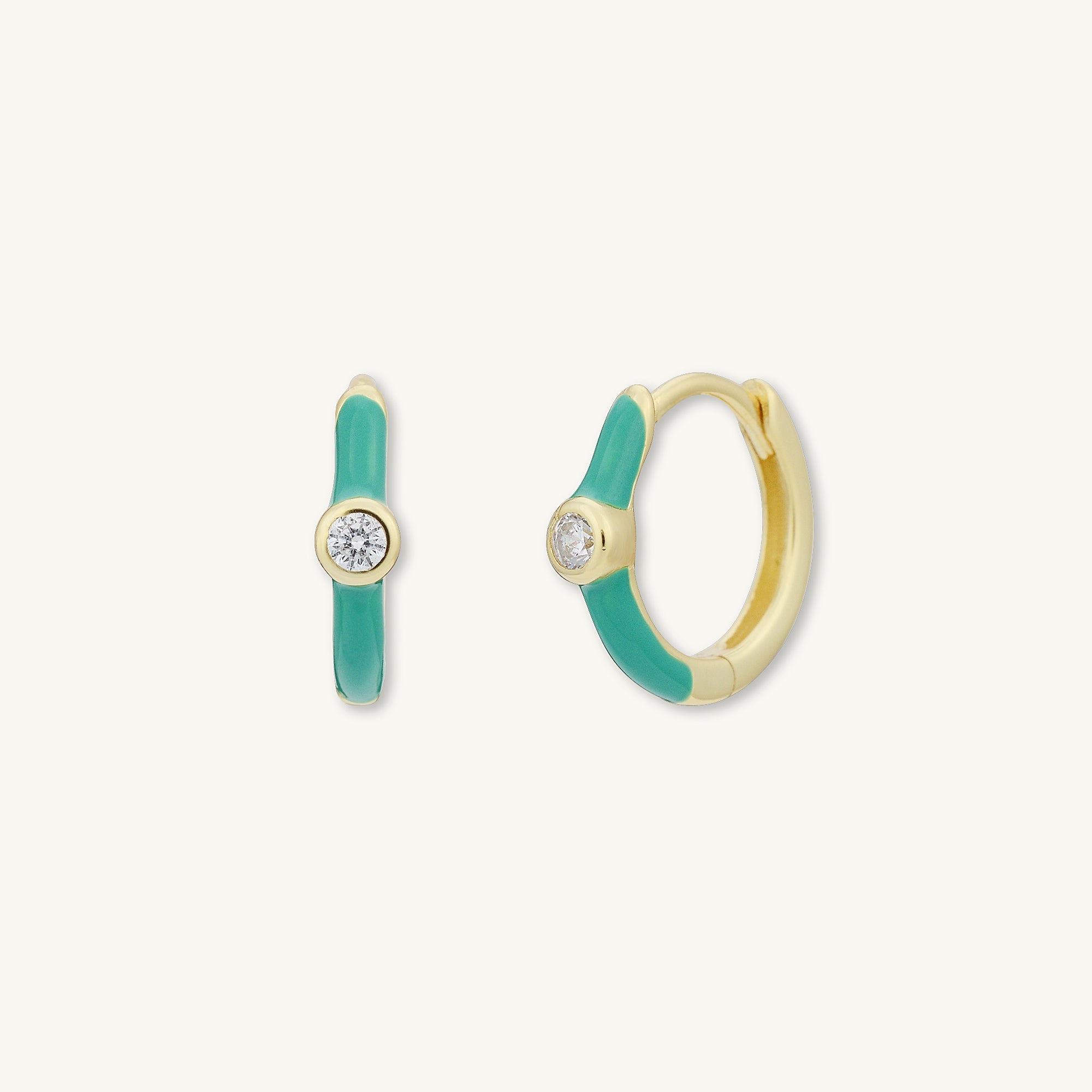 Green Lacquered Sapphire Huggie Earrings - Camile & Stone