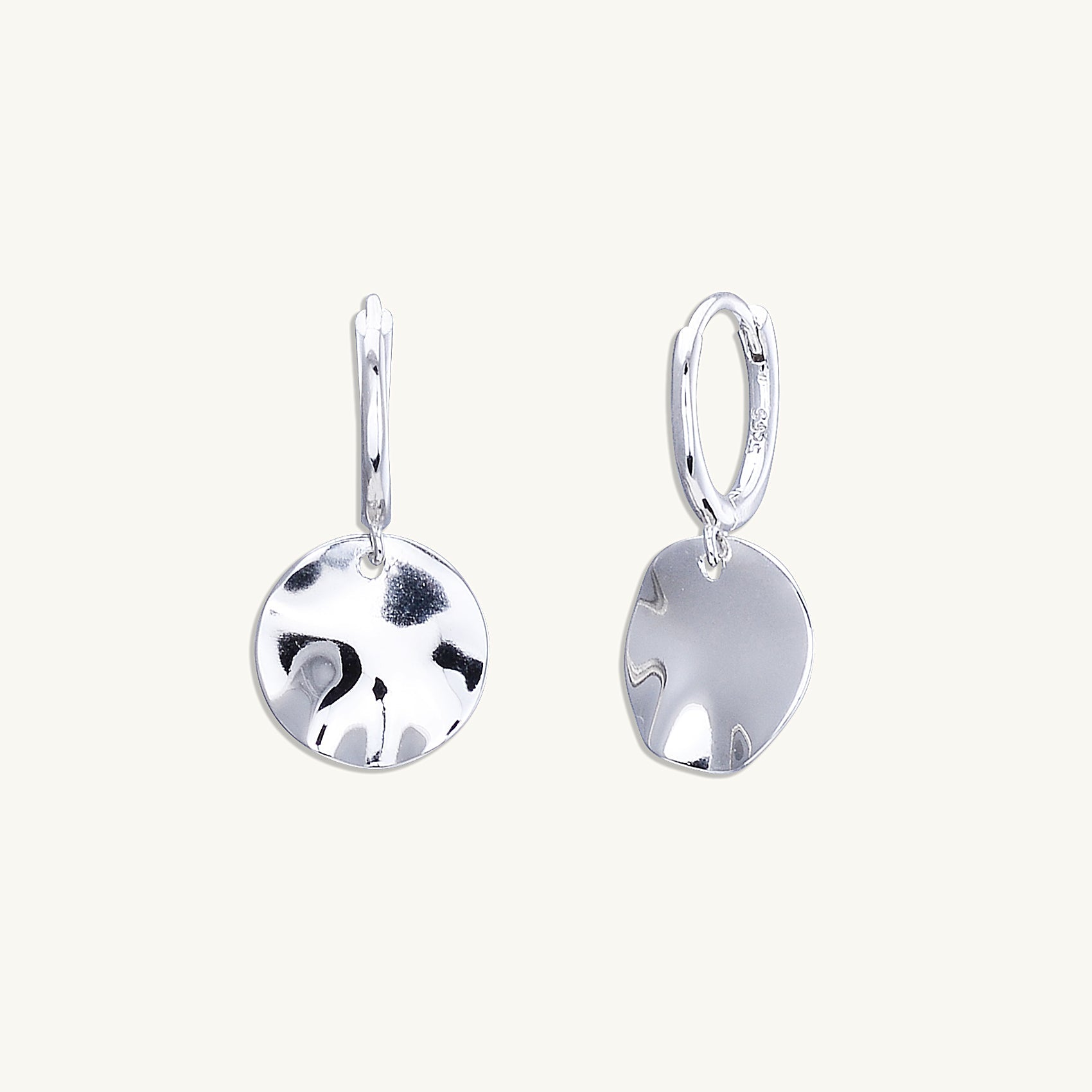 Hammered Disc Huggie Earrings - Camile & Stone
