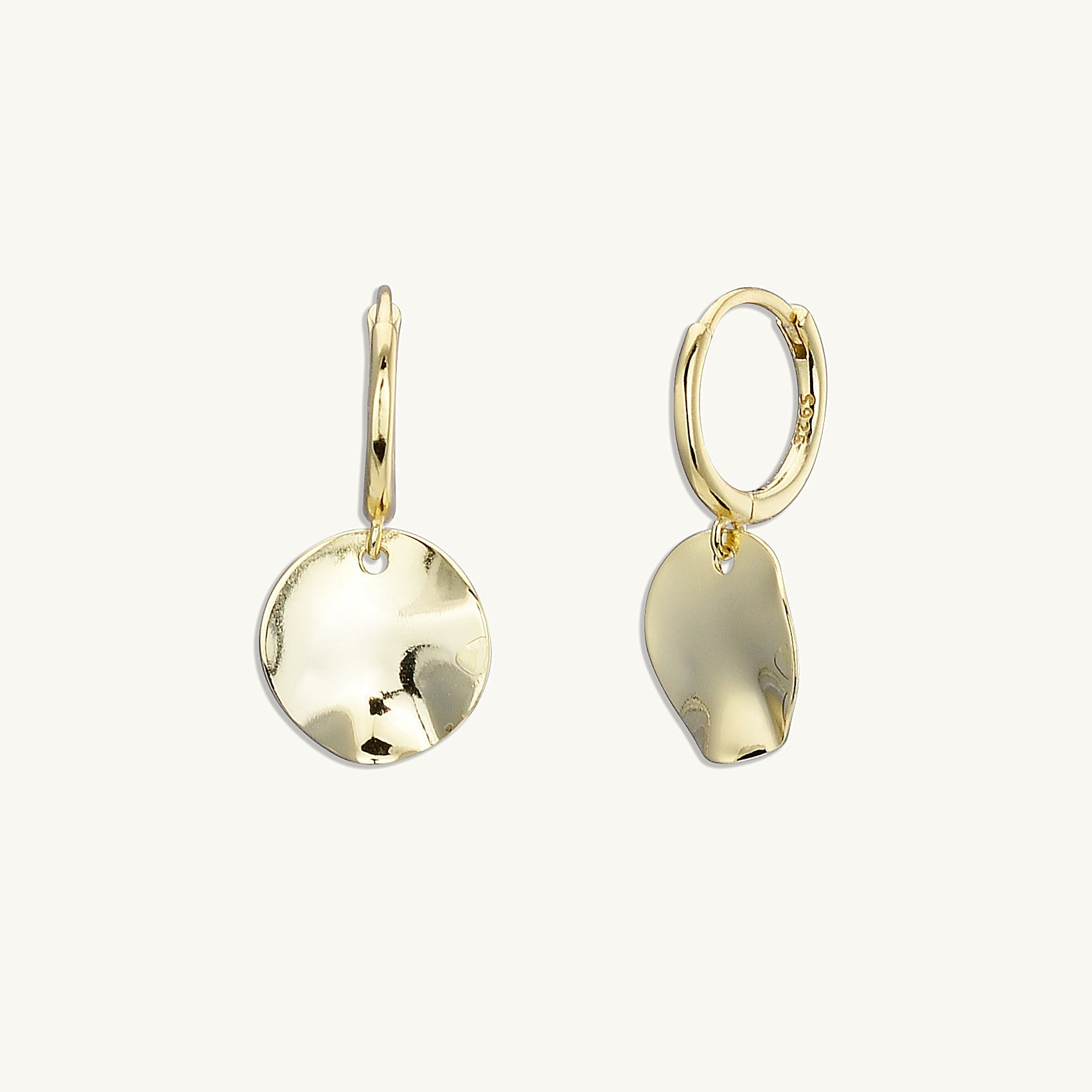 Hammered Disc Huggie Earrings - Camile & Stone