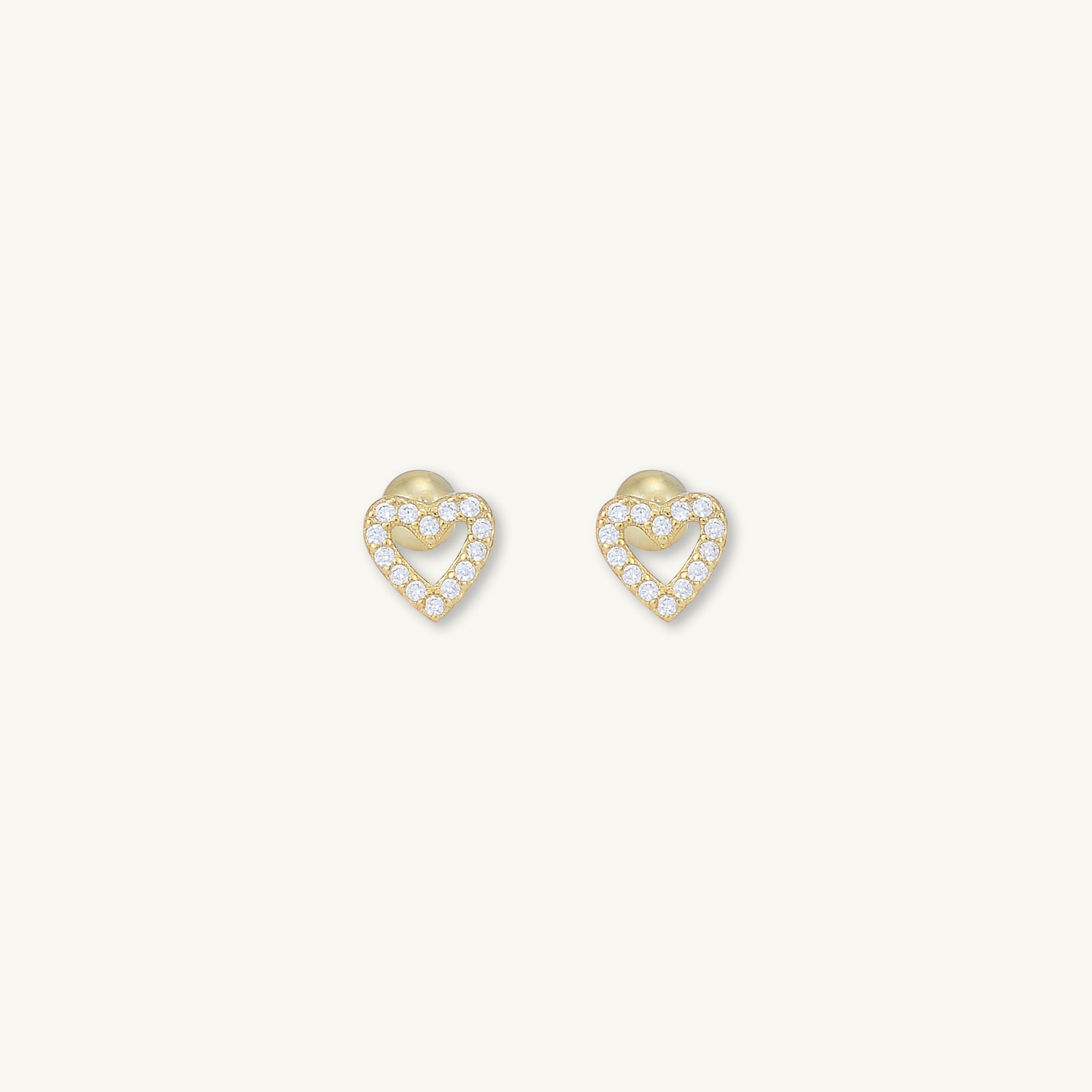 Heart Sapphire Barbell Stud Flat Back Earrings - Camile & Stone