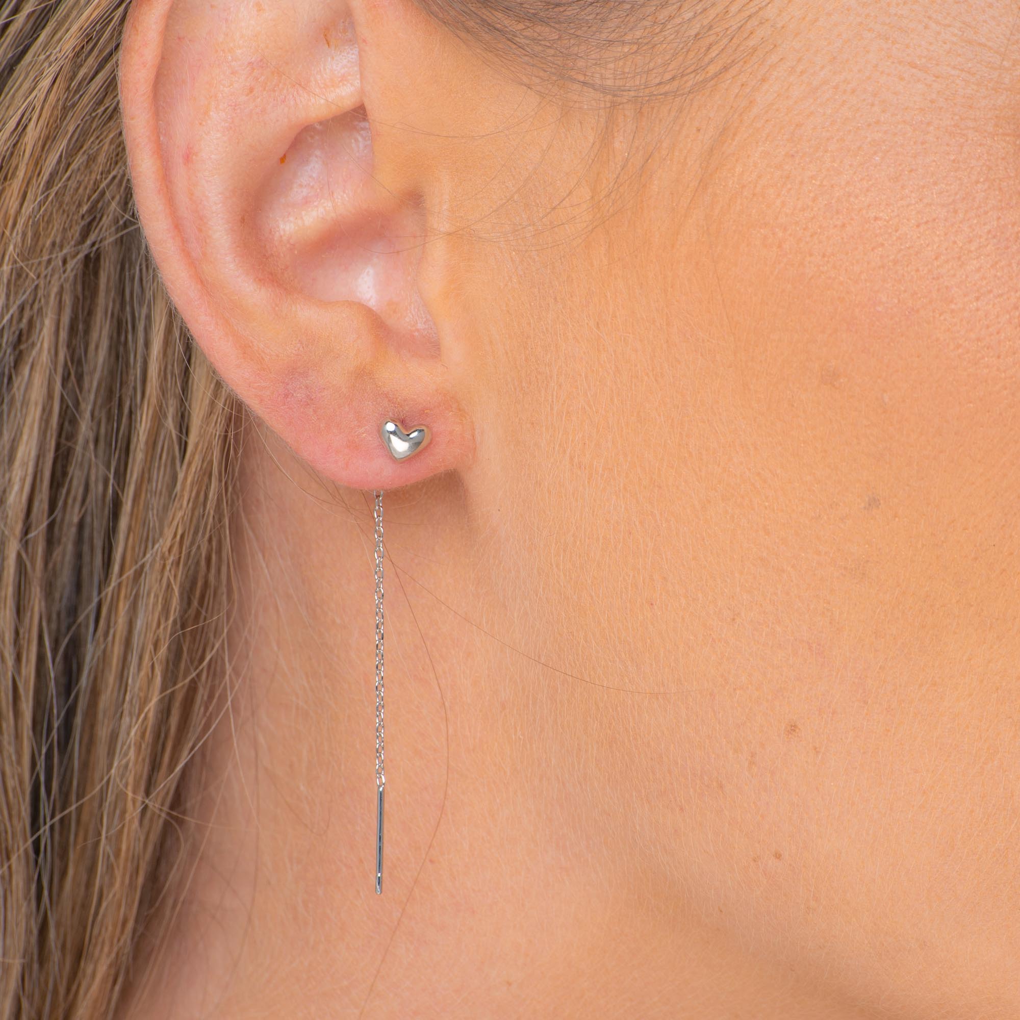 Heart Threader Chain Earrings - Camile & Stone