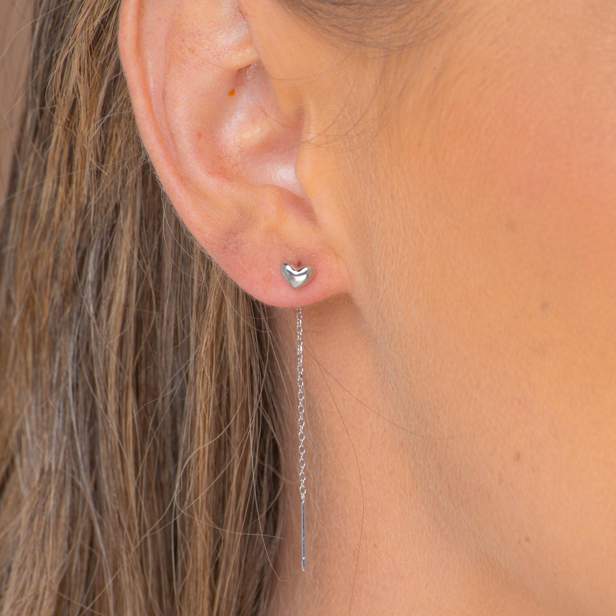 Heart Threader Chain Earrings - Camile & Stone