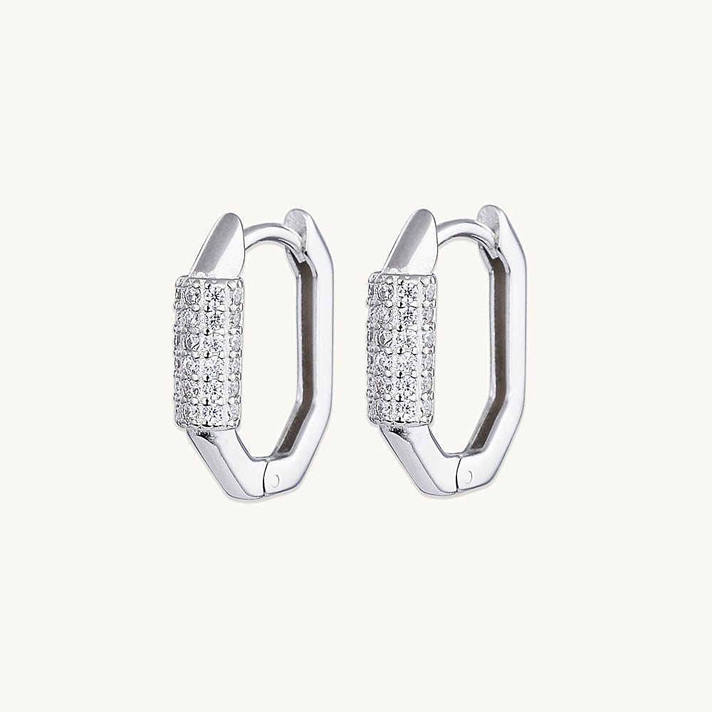 Hexagon Sapphire Huggie Earrings - Camile & Stone