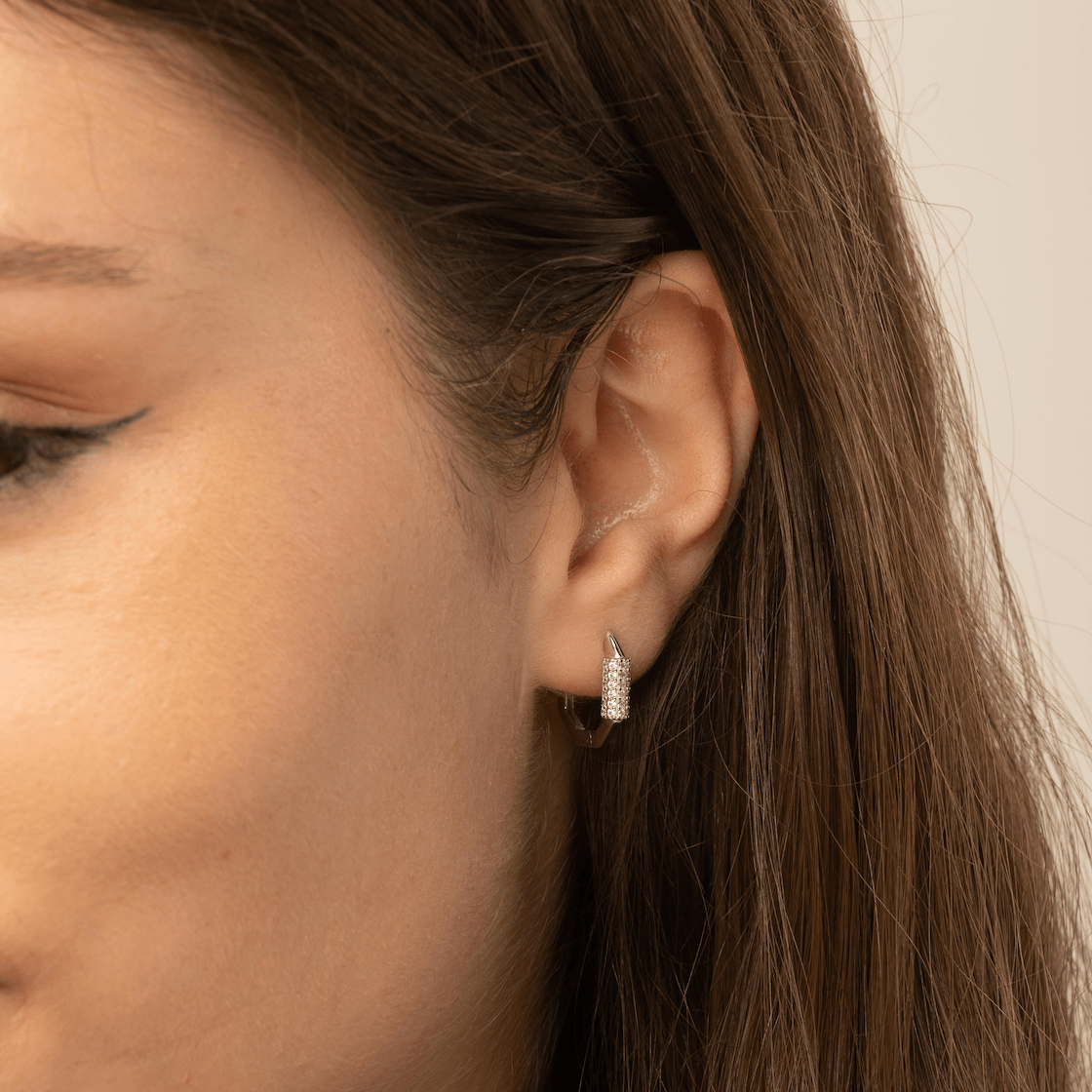 Hexagon Sapphire Huggie Earrings - Camile & Stone