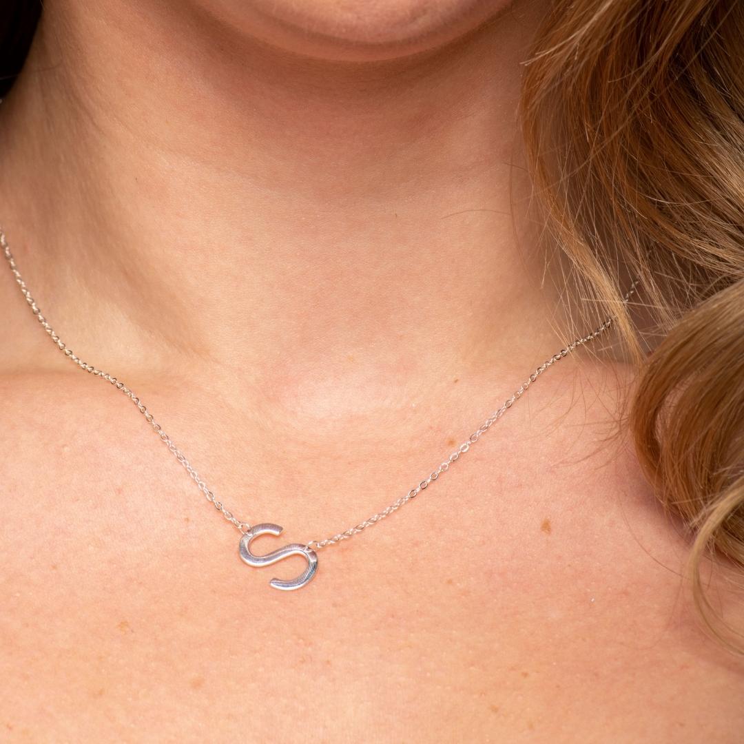 Large Sideways Letter Necklace - Camile & Stone
