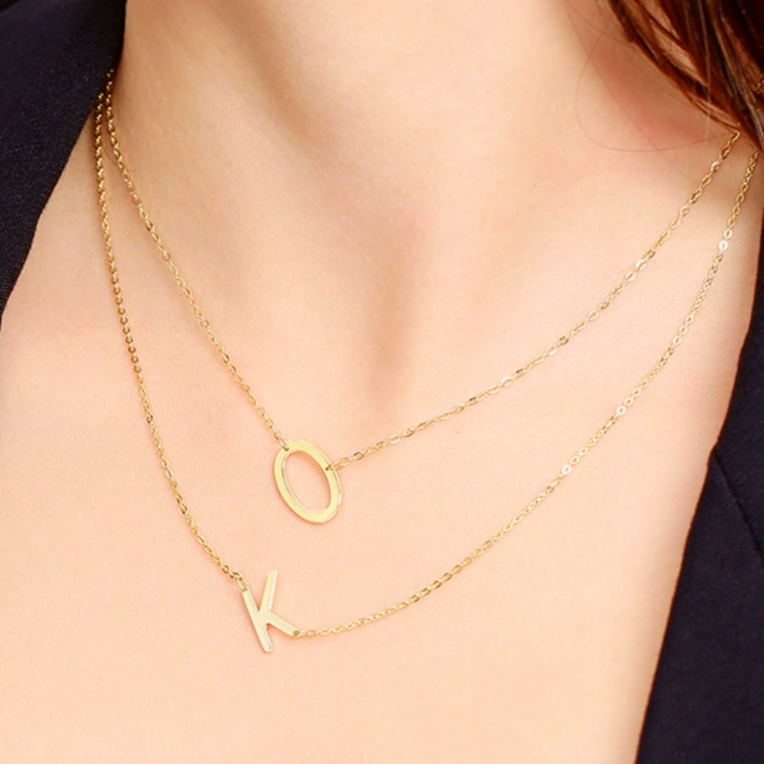 Large Sideways Letter Necklace - Camile & Stone