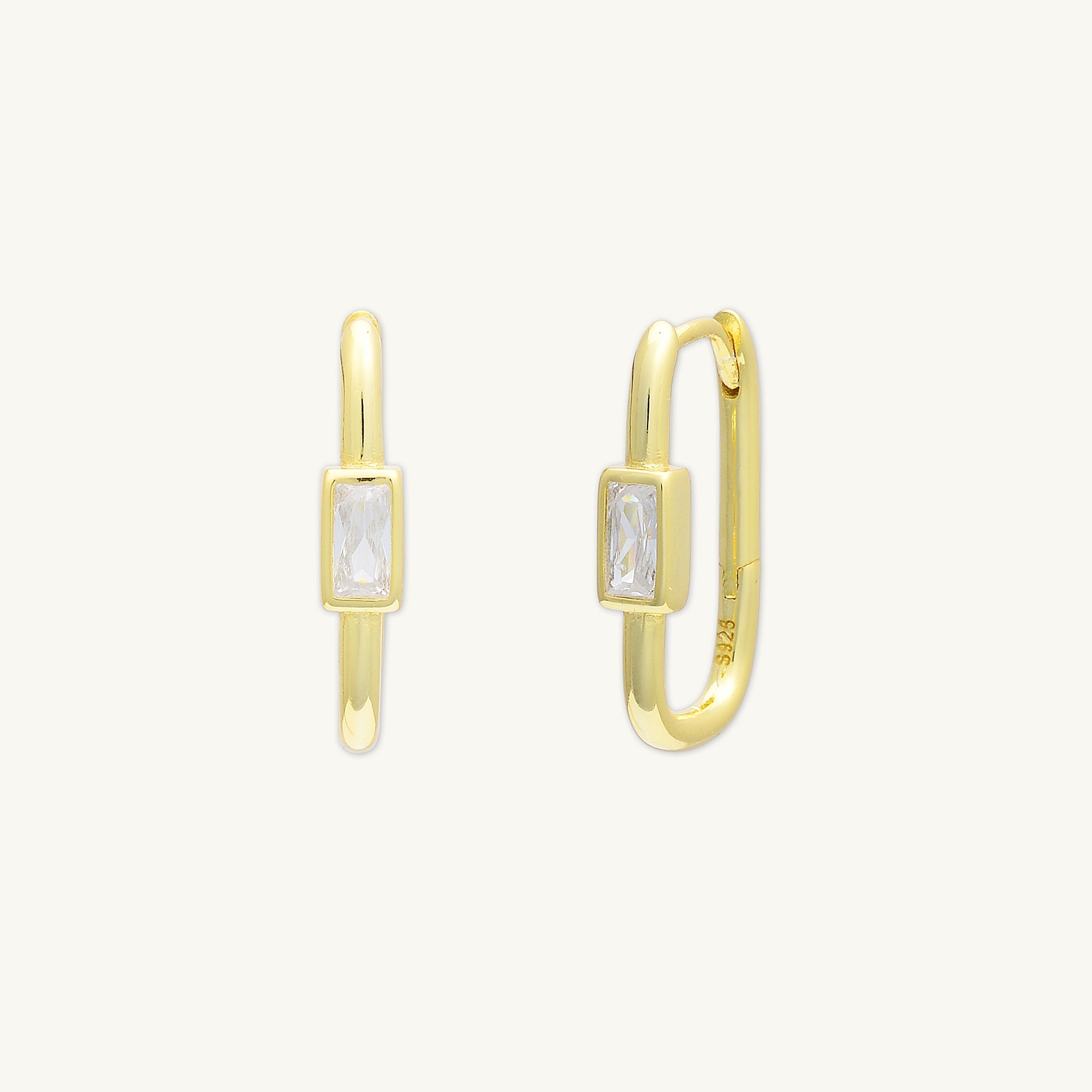 Long Baguette Huggie Hoops Earrings - Camile & Stone