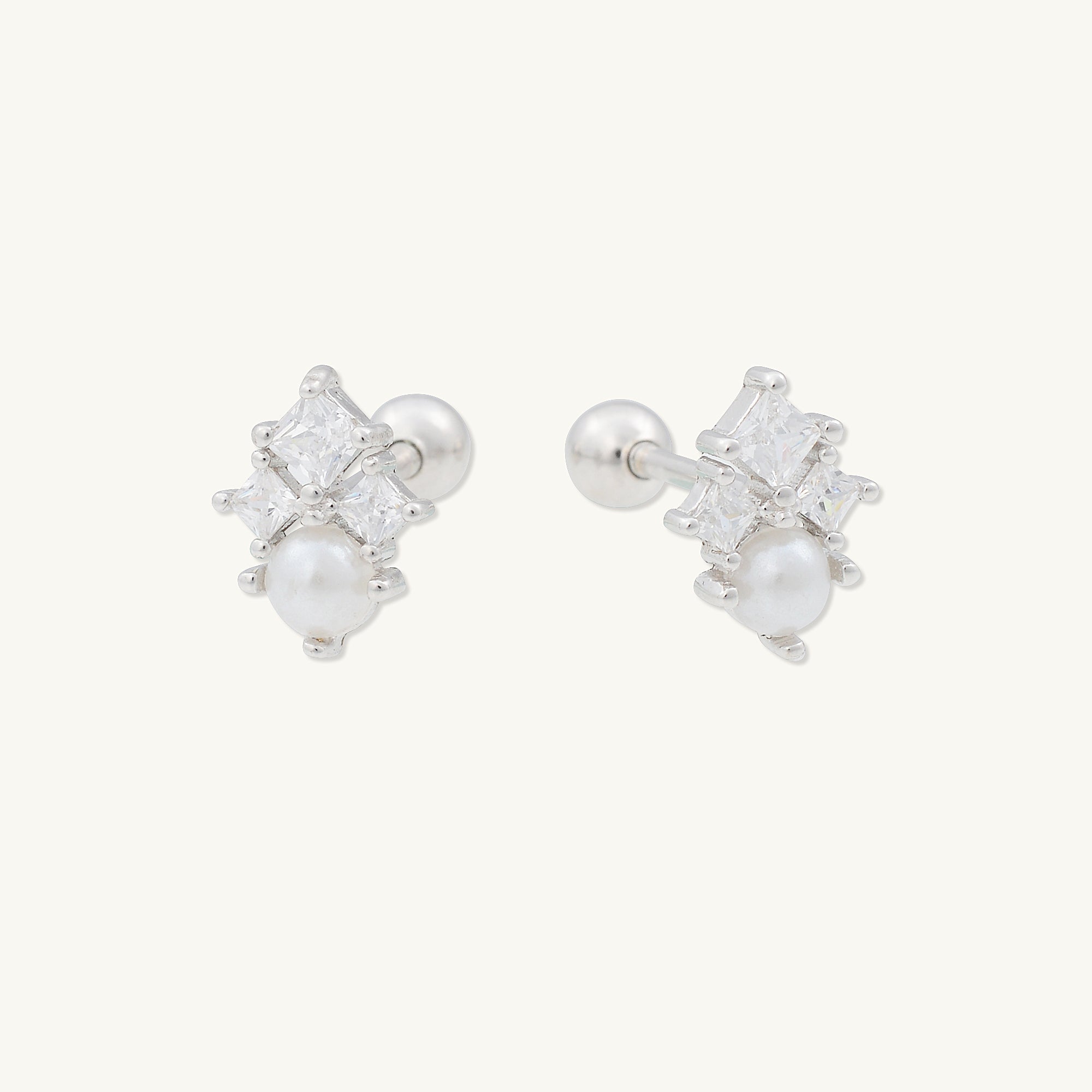 Lotus Pearl Barbell Stud Cartilage Earrings - Camile & Stone