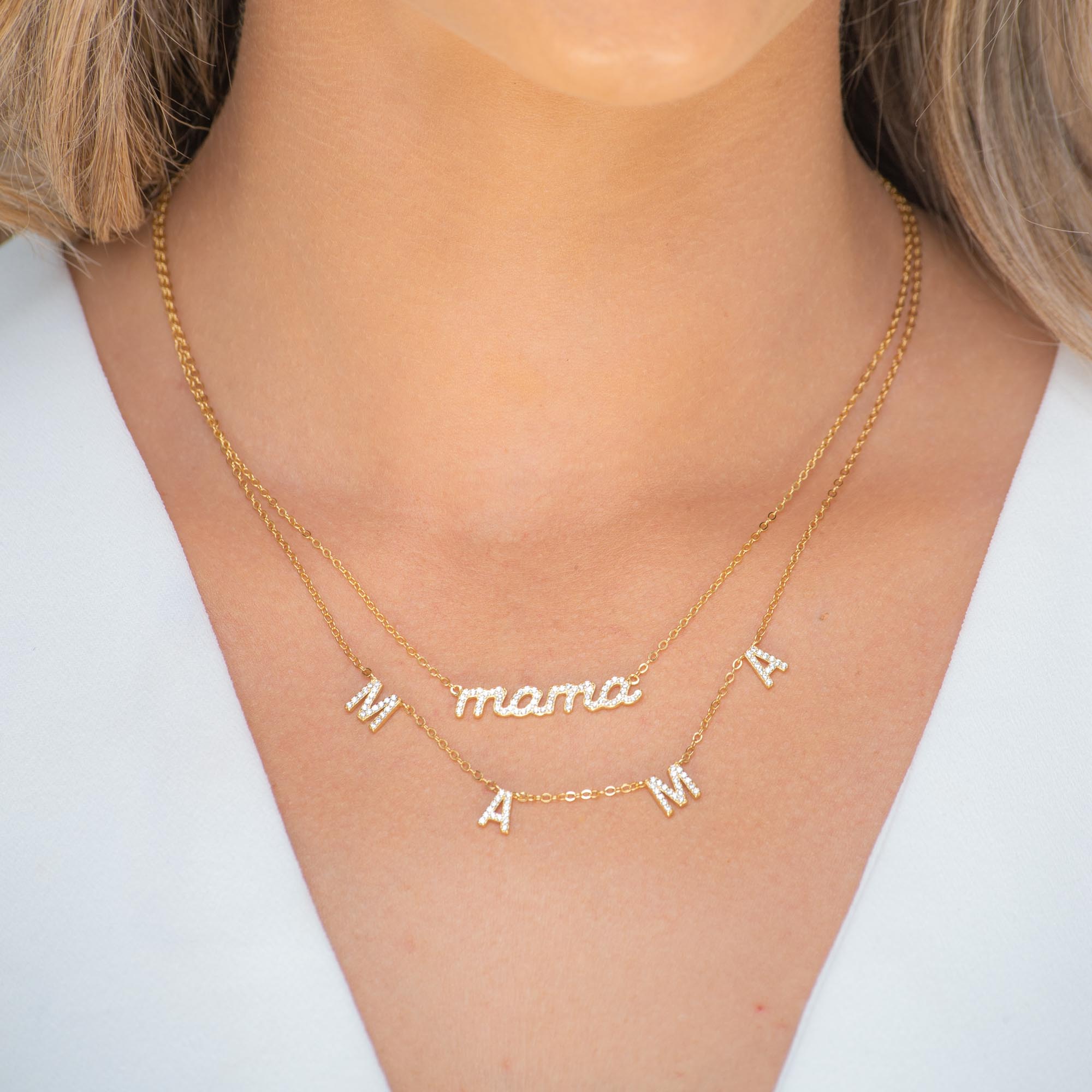 MAMA Sapphire Nameplate Necklace - Camile & Stone