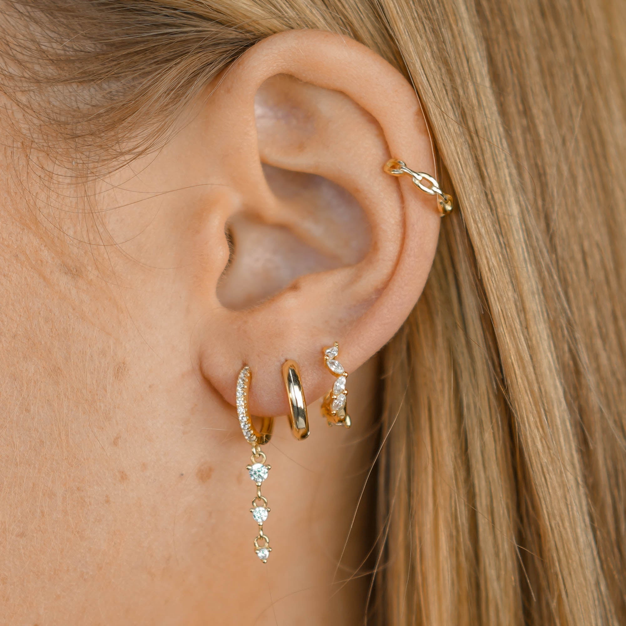 Marquise Sapphire Huggie Earrings - Camile & Stone