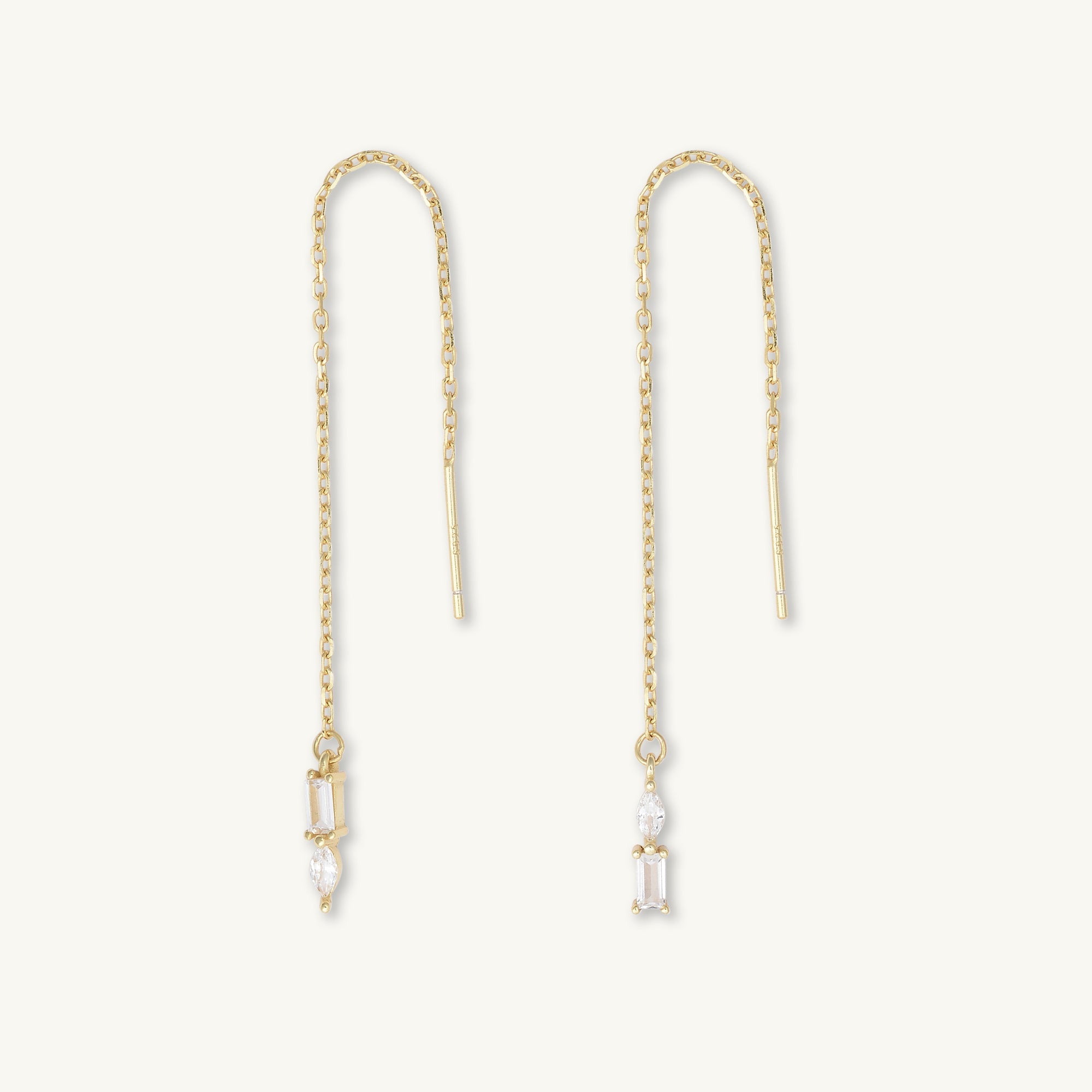 Marquise Sapphire Threader Earrings - Camile & Stone
