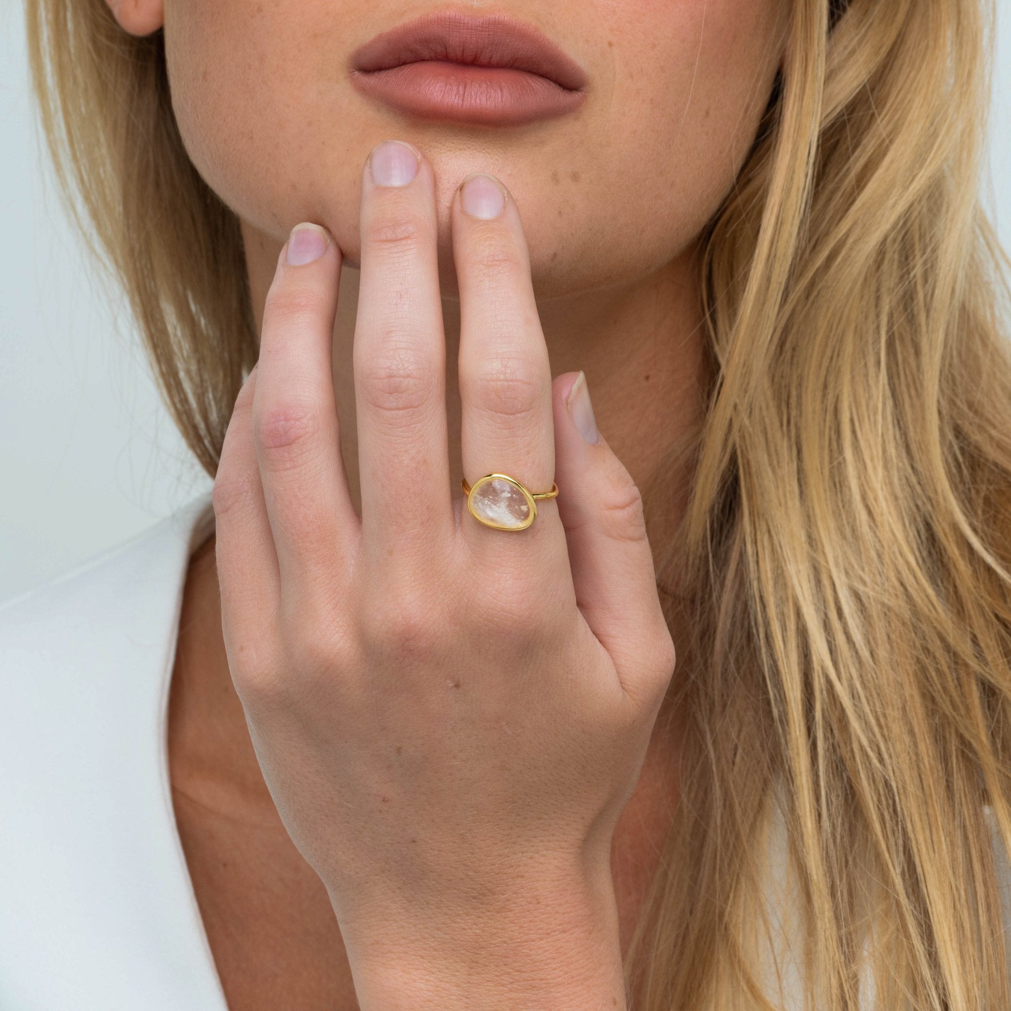 Moonstone Oval Statement Open Ring - Camile & Stone