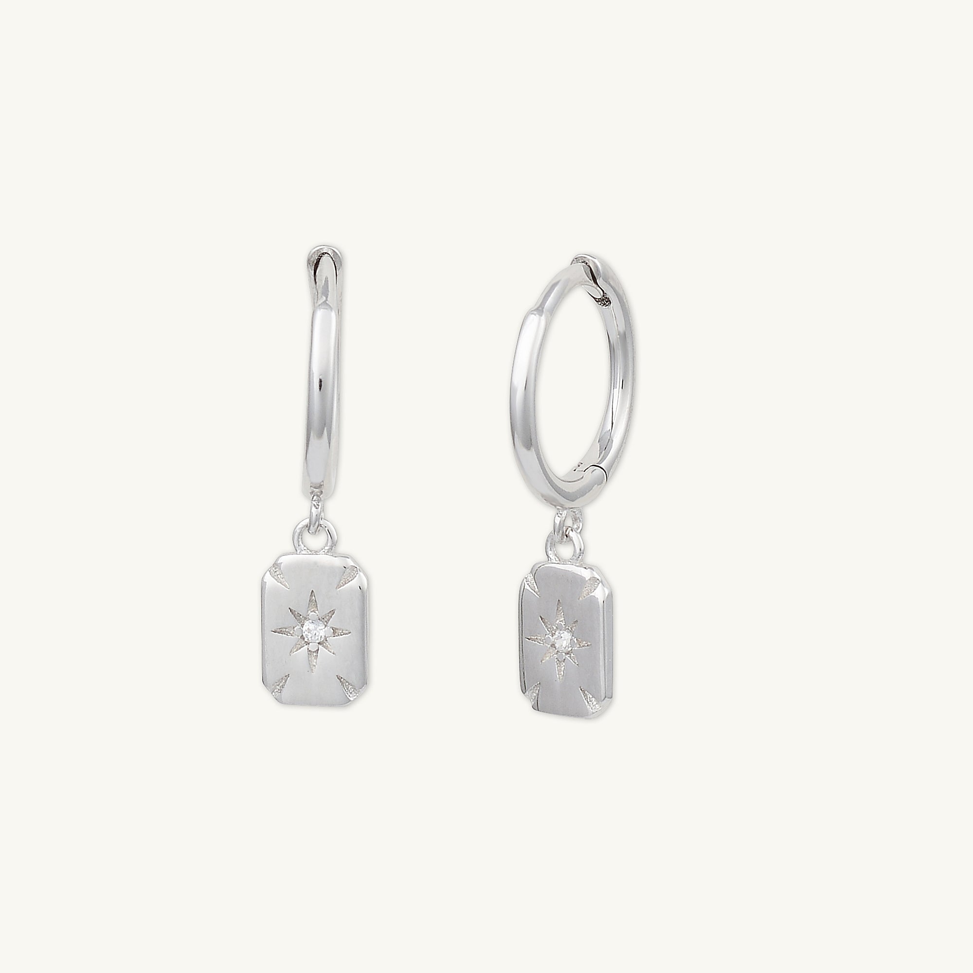 North Star Rectangle Huggie Hoop Earrings - Camile & Stone