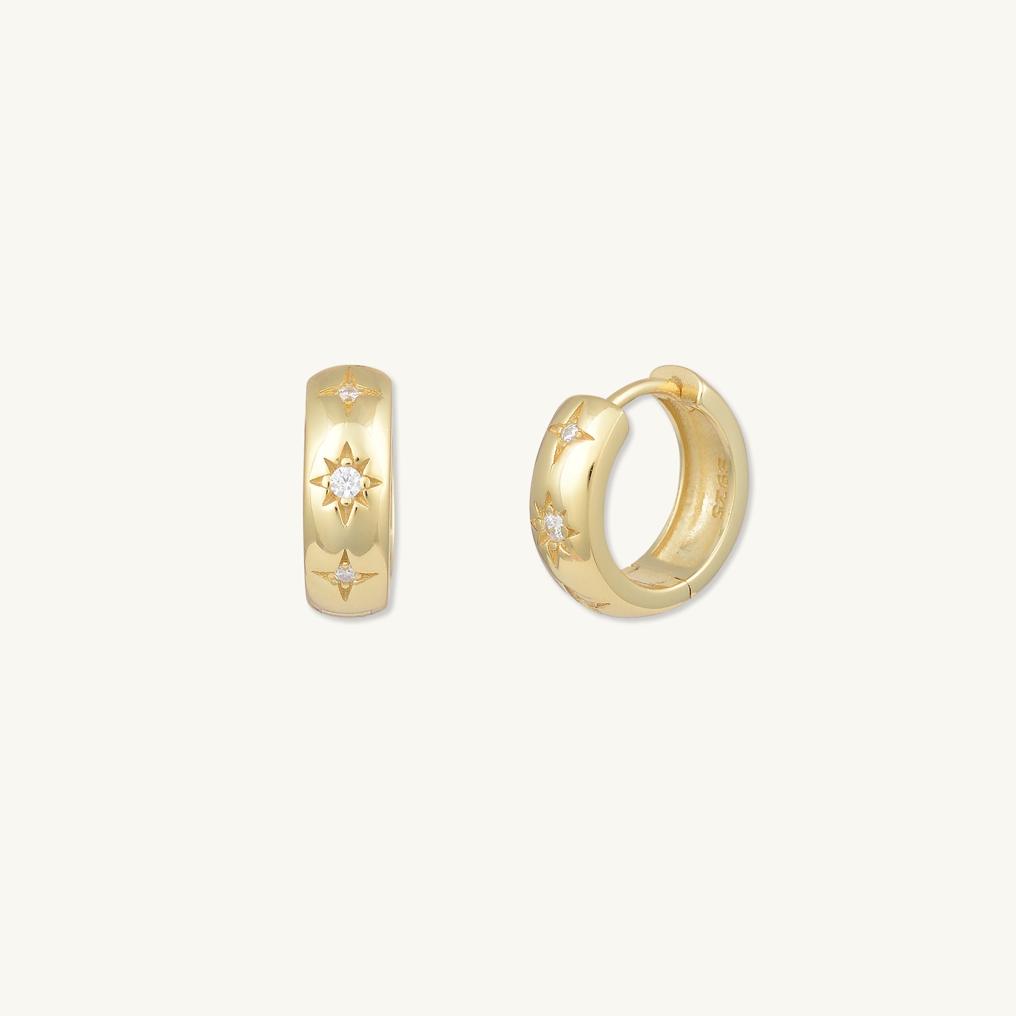 North Star Thick Huggie Earrings - Camile & Stone