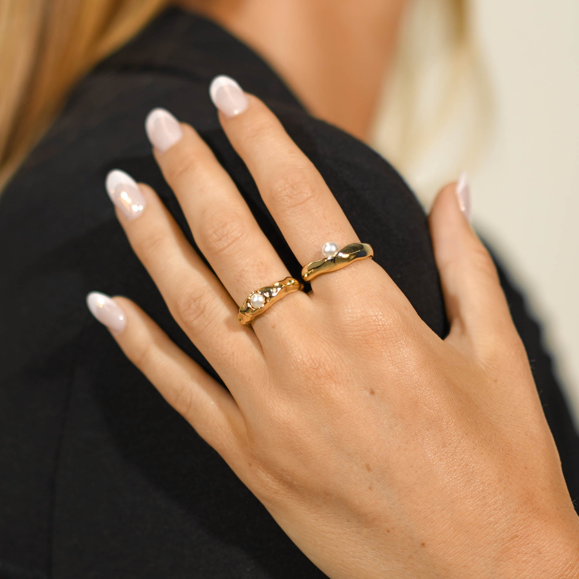 Offset Pearl Open Ring - Camile & Stone