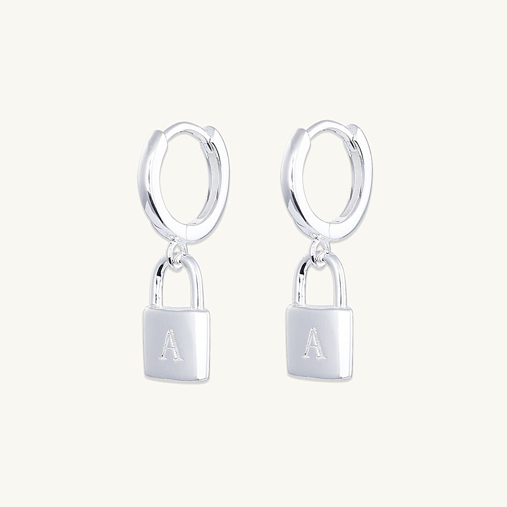 Padlock Initial Letter Earrings - Camile & Stone