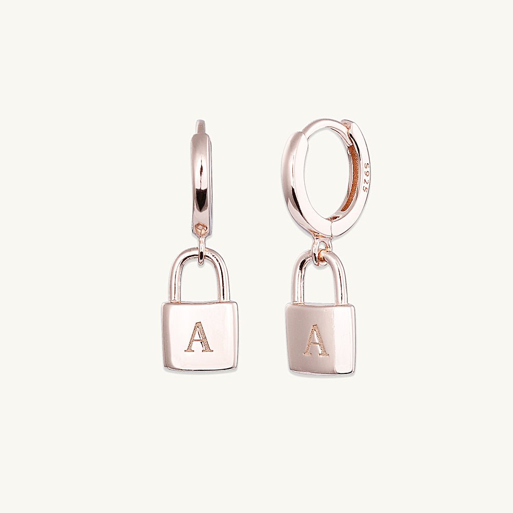 Padlock Initial Letter Earrings - Camile & Stone