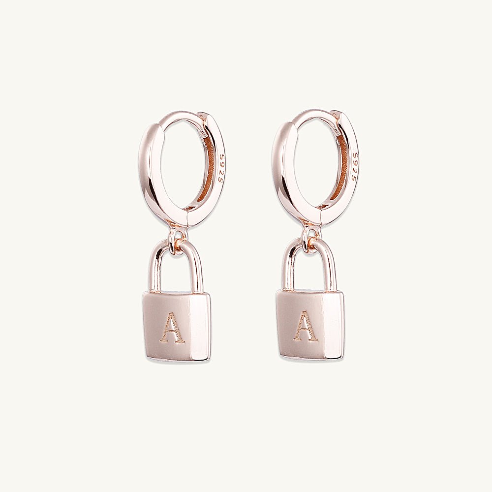 Padlock Initial Letter Earrings - Camile & Stone