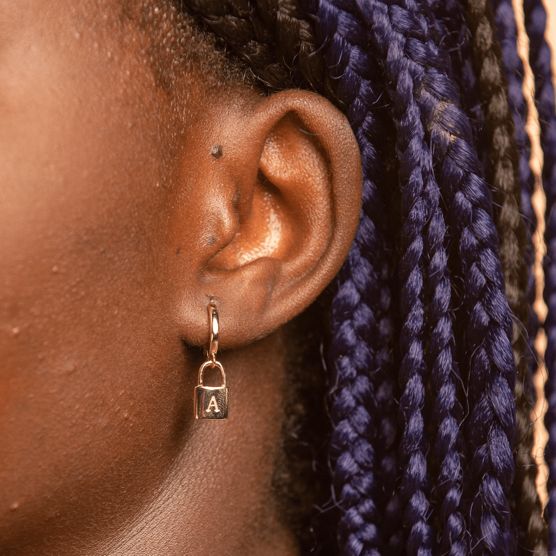 Padlock Initial Letter Earrings - Camile & Stone