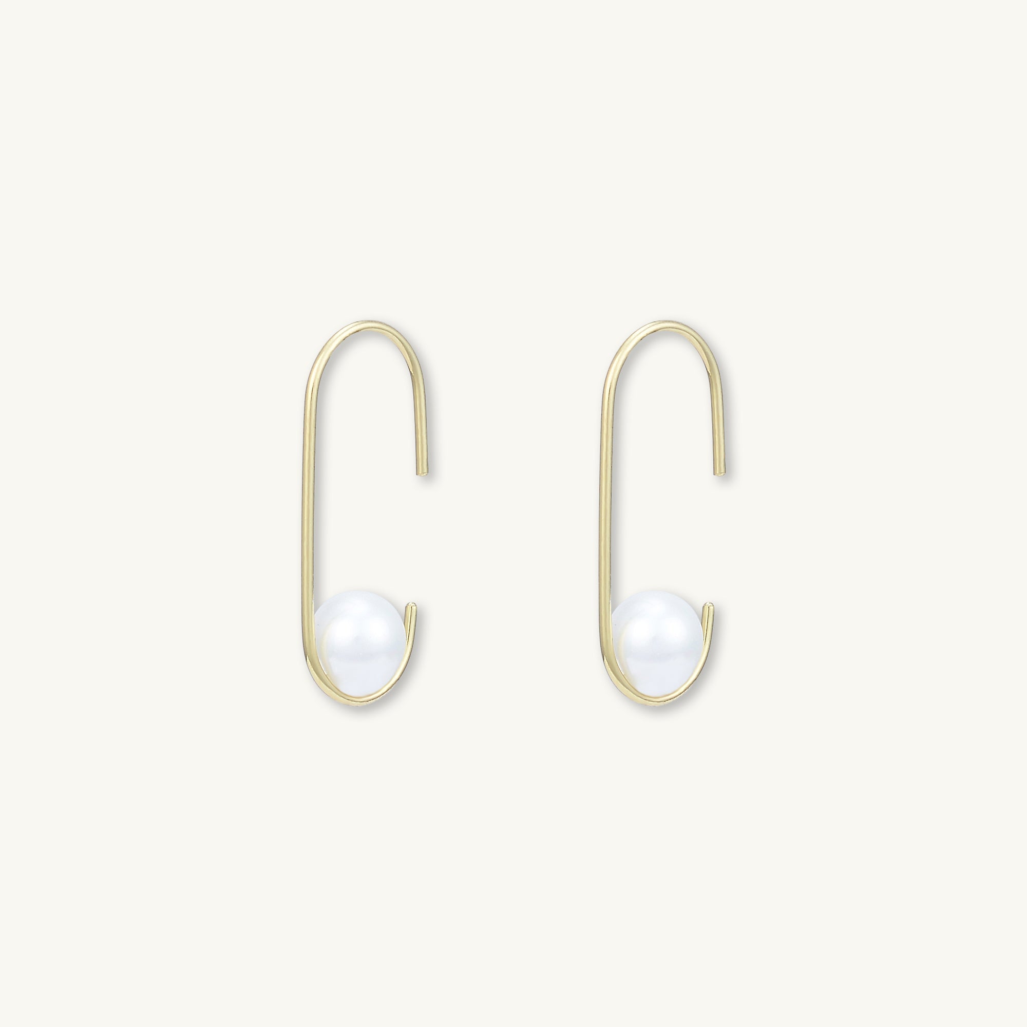 Paperclip Floating Pearl Earrings - Camile & Stone