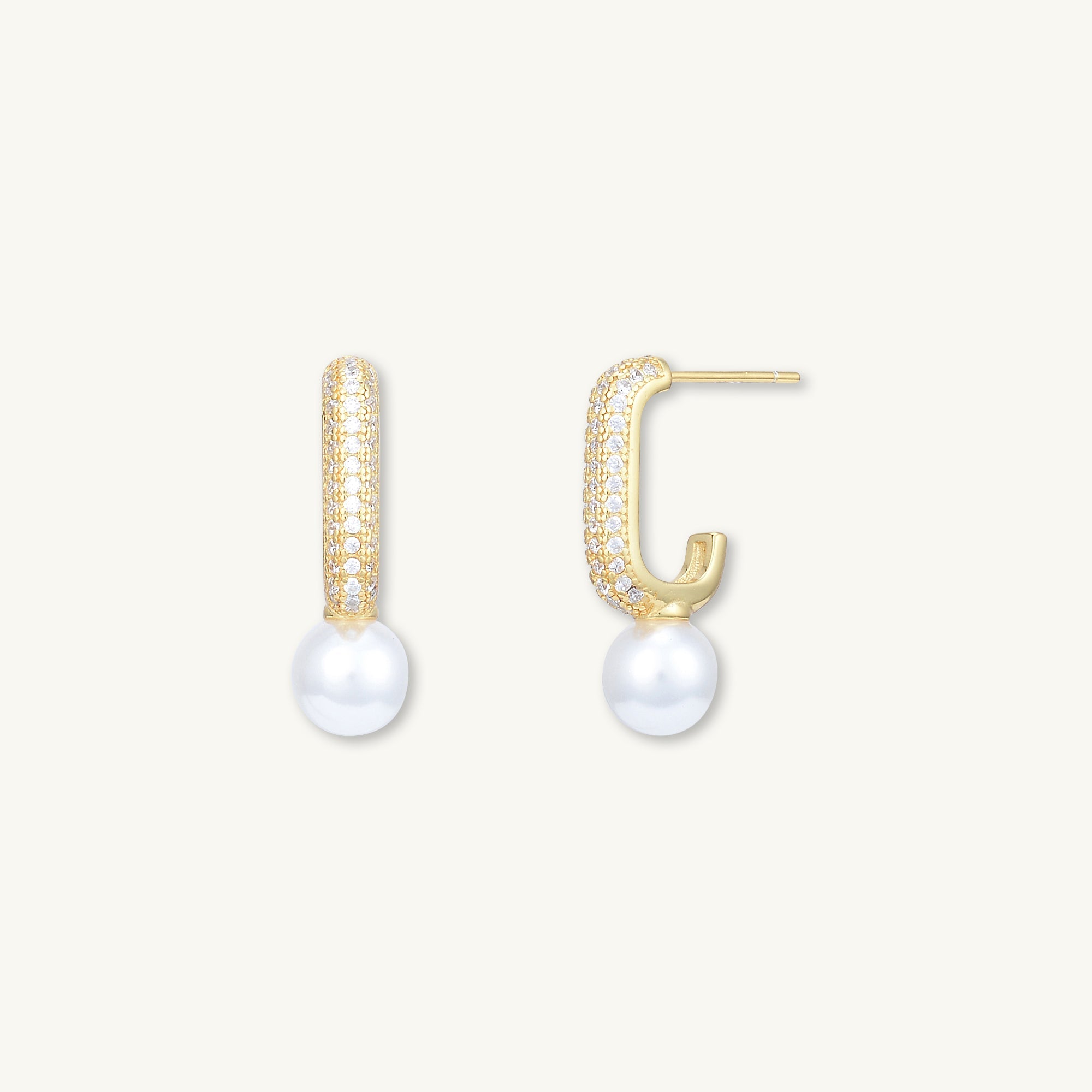 Pearl C Shaped Huggie Earrings - Camile & Stone