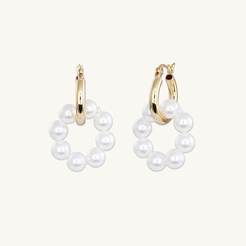 Pearl Interlocked Hoop Earrings - Camile & Stone