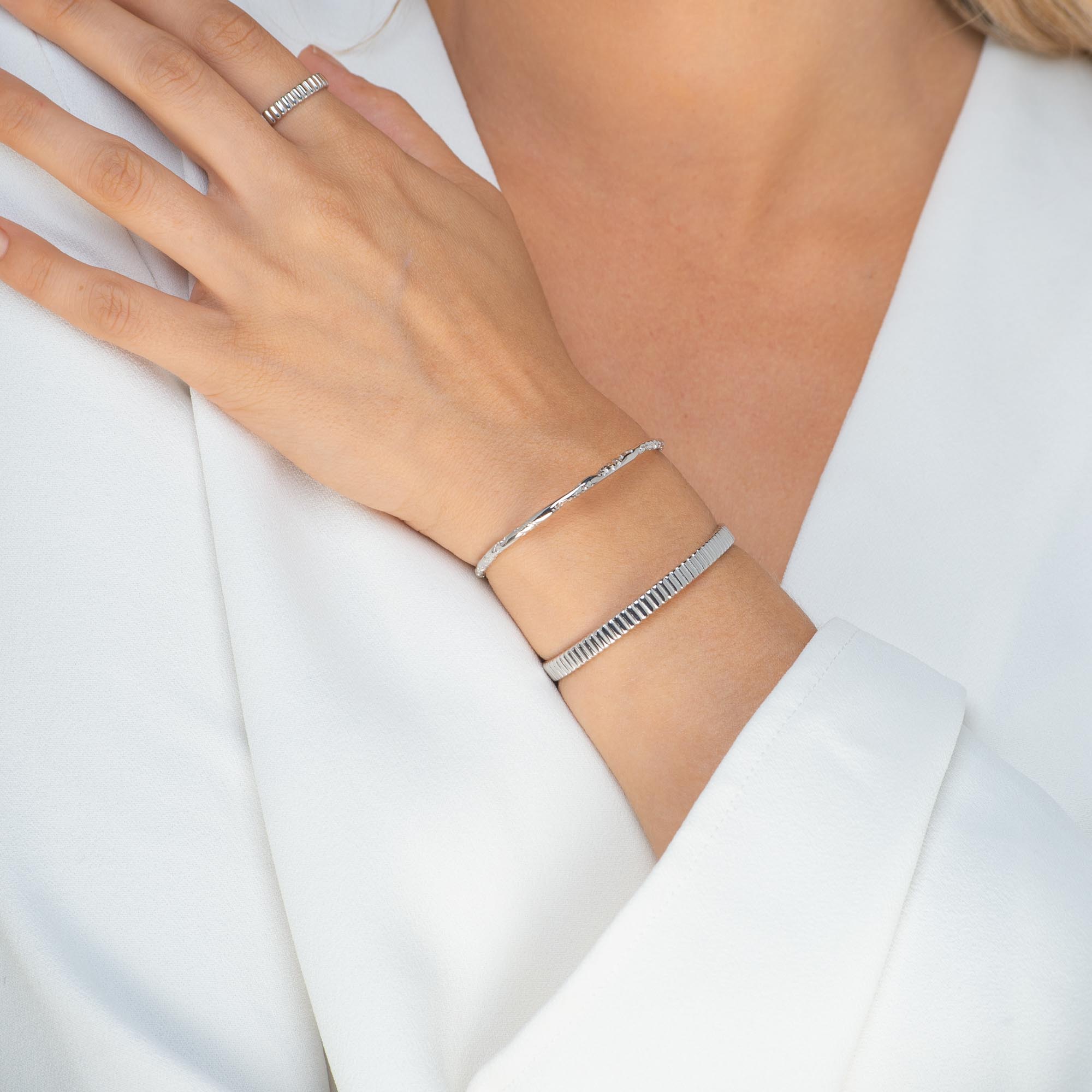 Ridges Cuff Bangle Bracelet - Camile & Stone