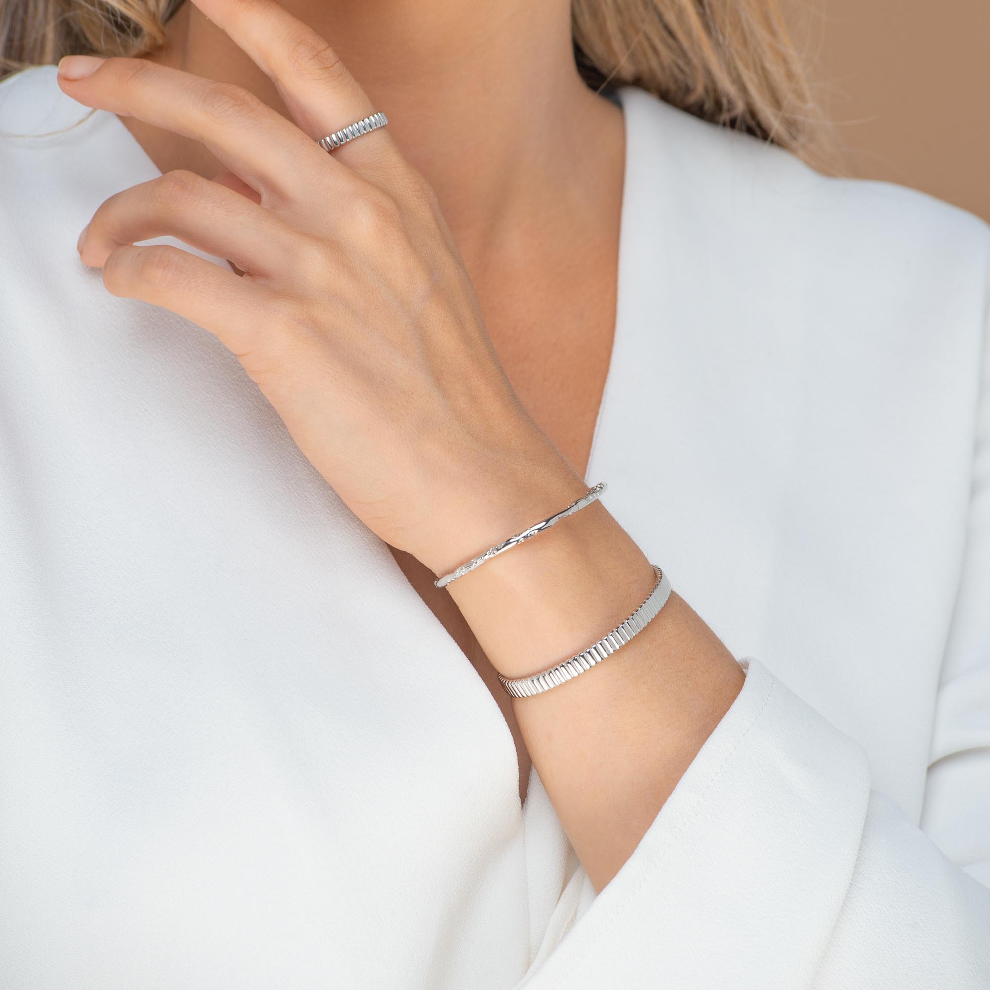 Ridges Cuff Bangle Bracelet - Camile & Stone