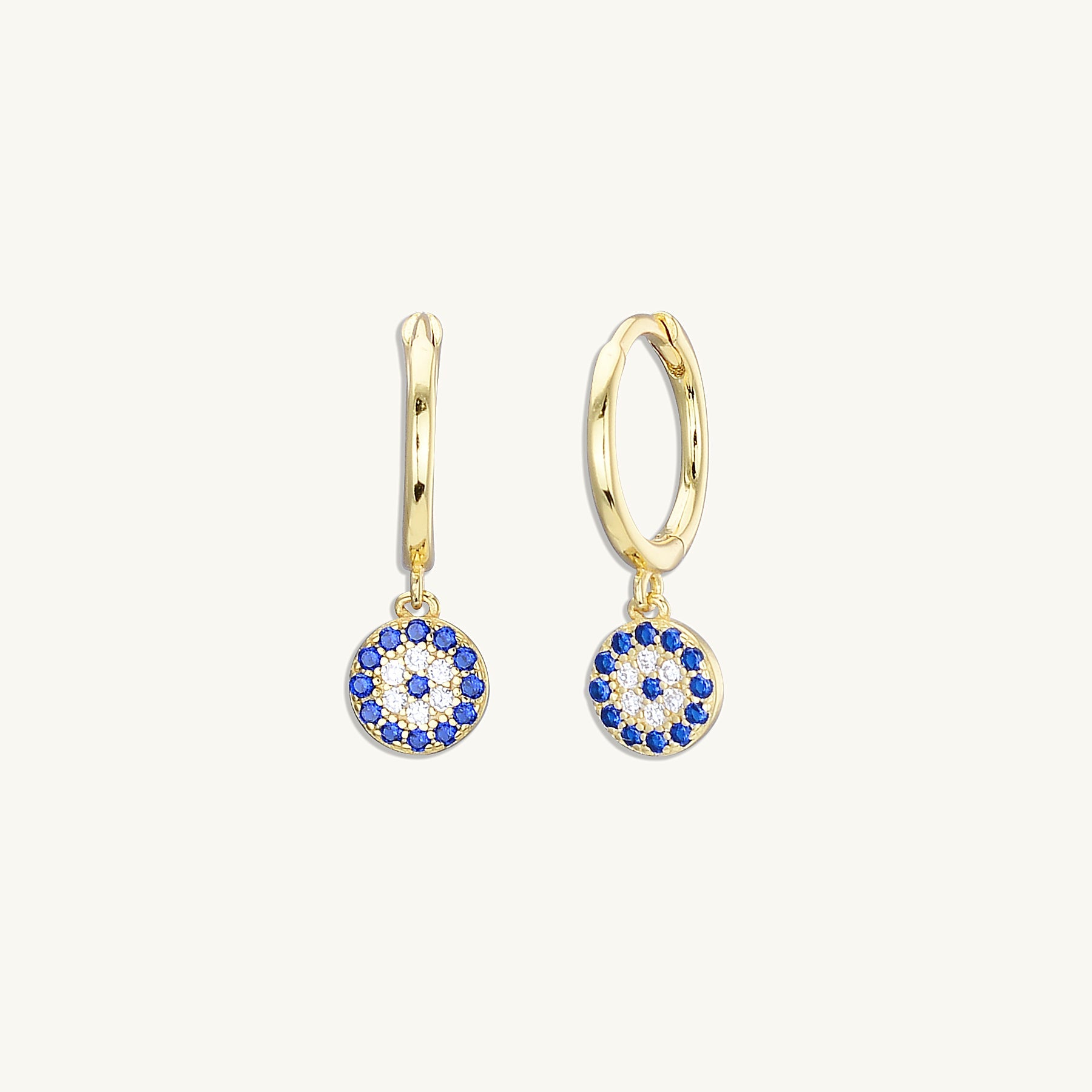 Round Evil Eye Pave Hoop Earrings - Camile & Stone
