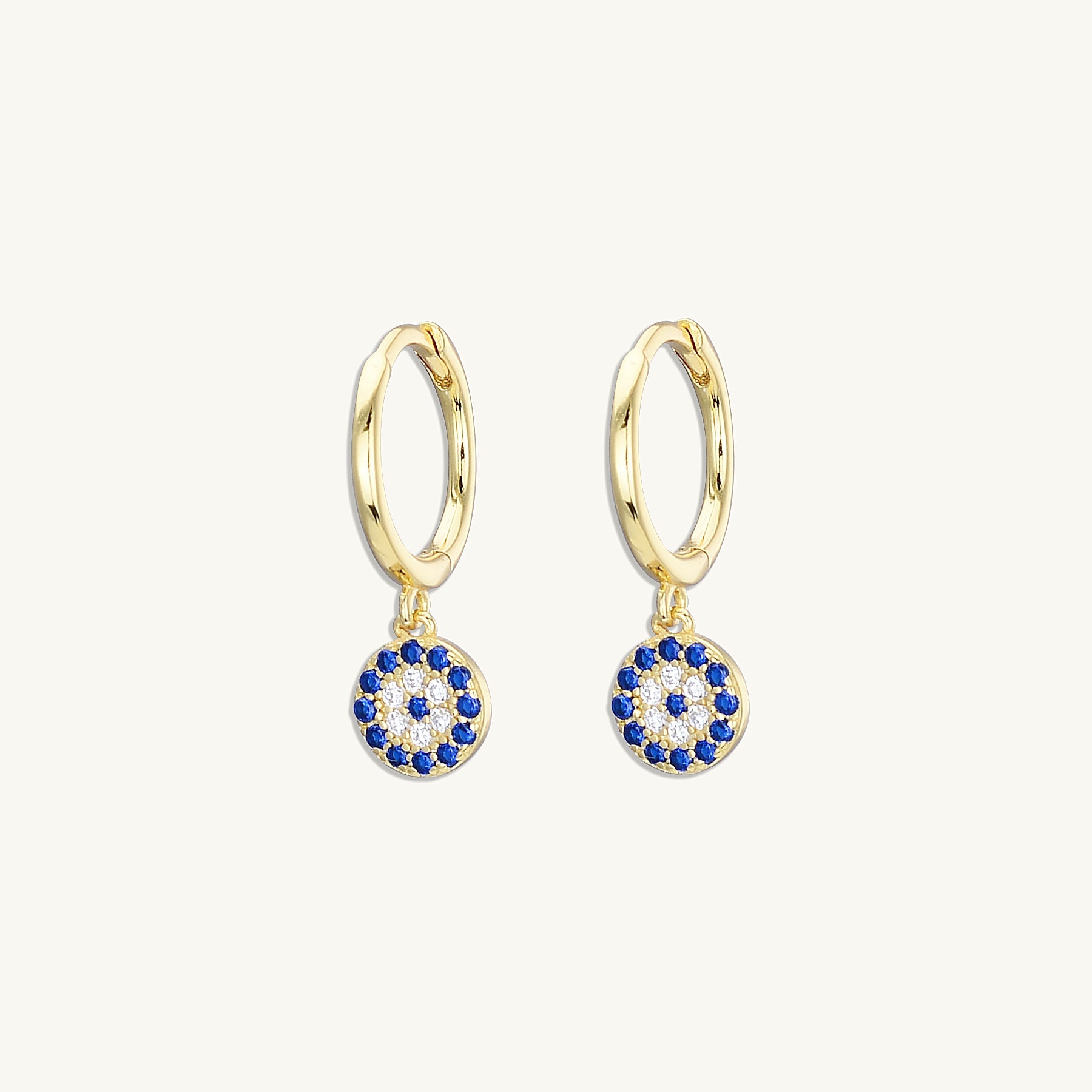 Round Evil Eye Pave Hoop Earrings - Camile & Stone