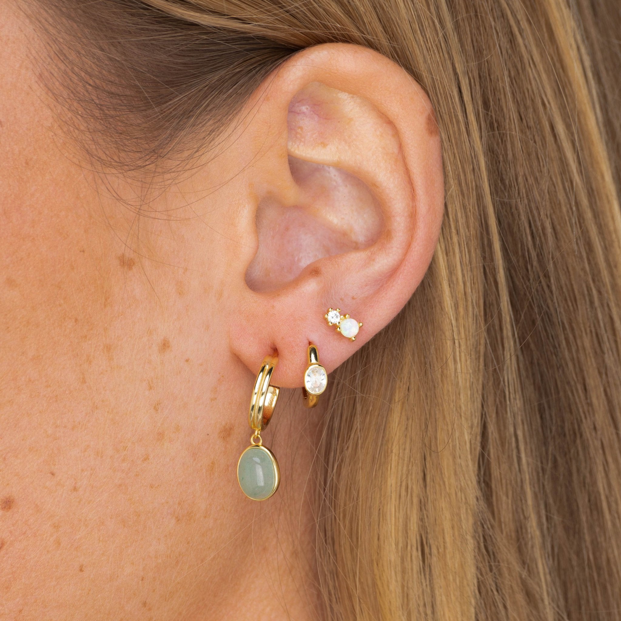 Sage Green Jade Hoop Earrings - Camile & Stone