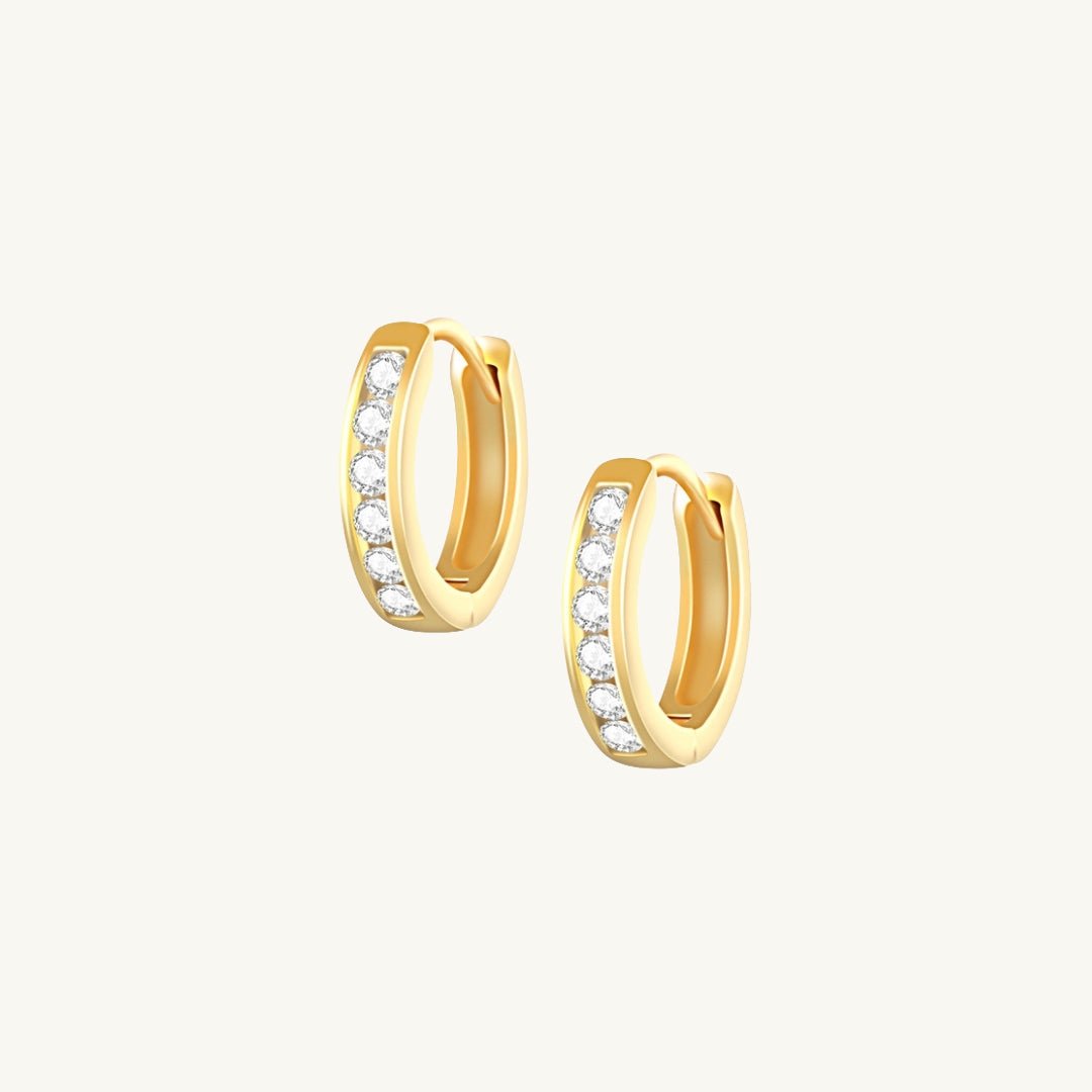 Sapphire Inlay Huggie Earrings - Camile & Stone