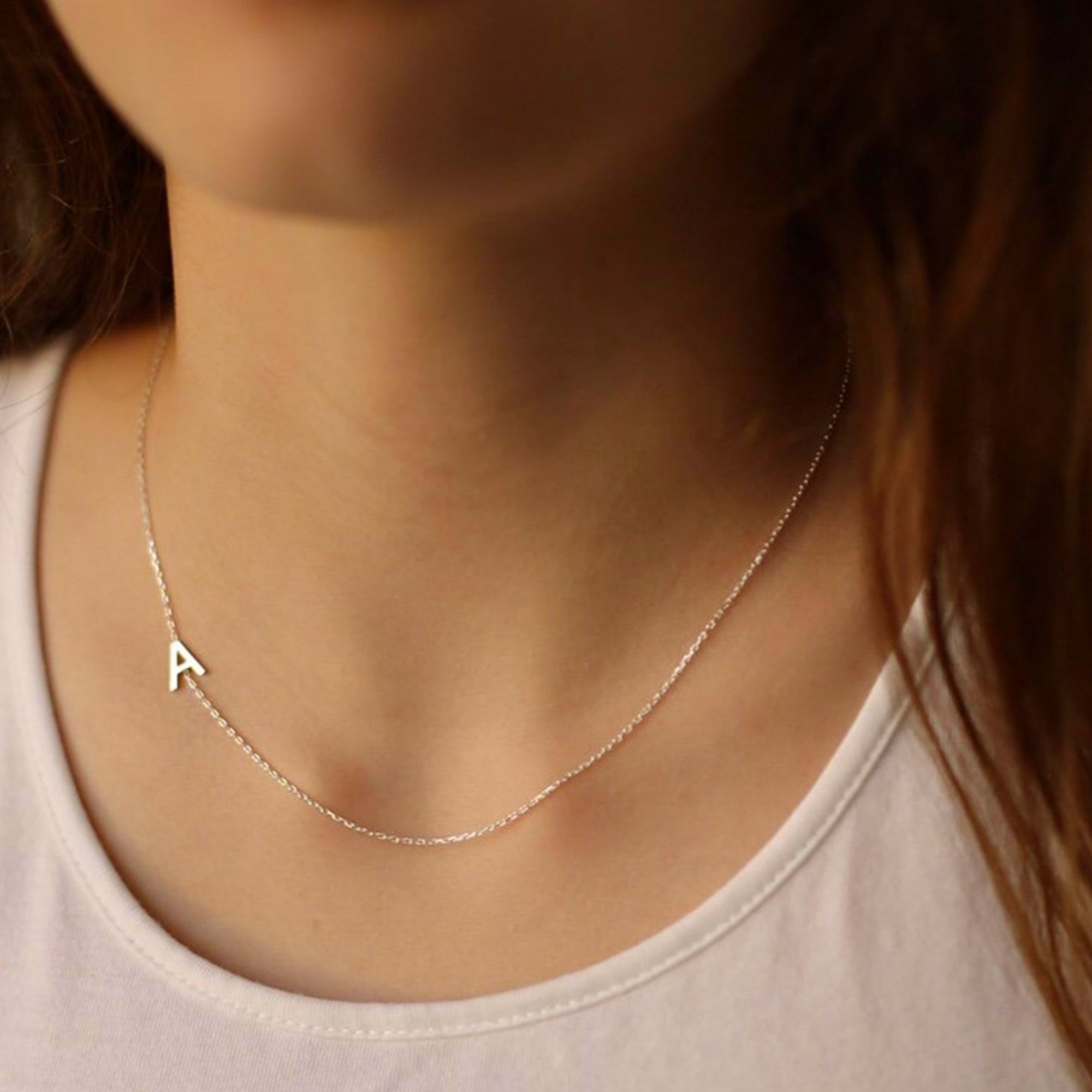Sideways Initial Letter Necklace - Camile & Stone