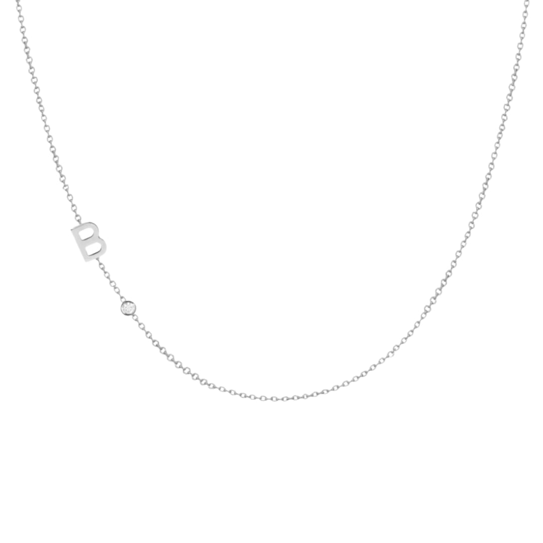 Sideways Pave Single Letter Necklace - Camile & Stone
