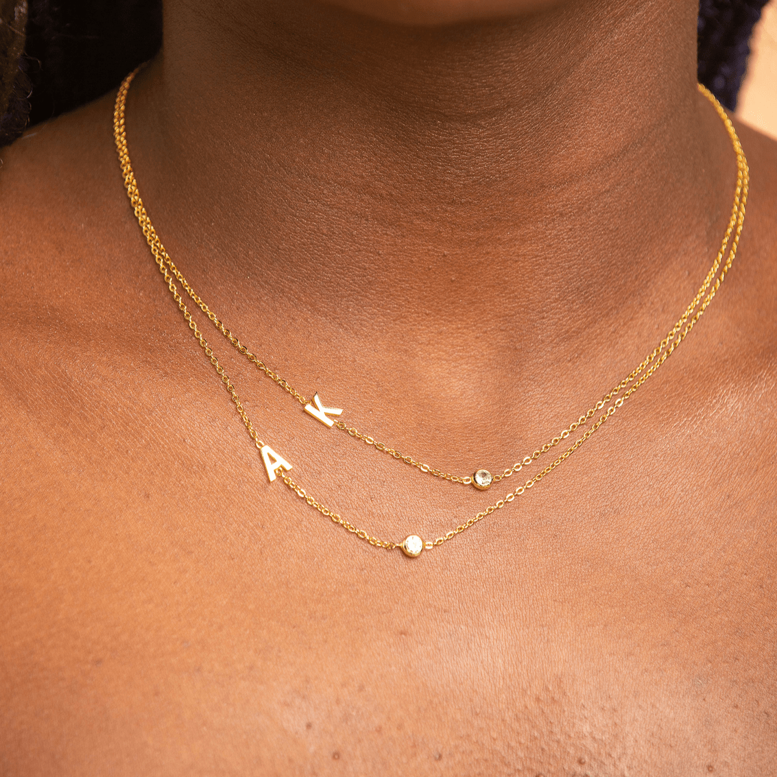 Sideways Pave Single Letter Necklace - Camile & Stone
