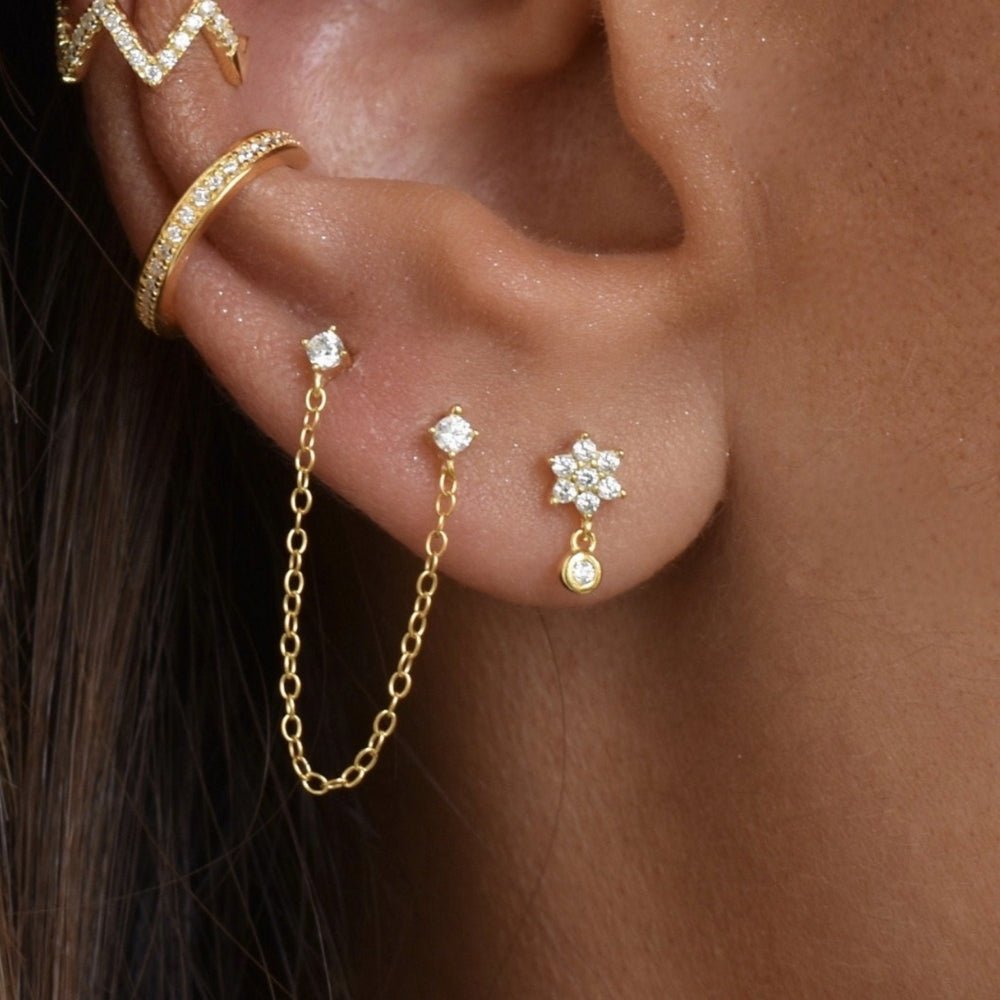 Snowflake Sapphire Drop Stud Earrings - Camile & Stone