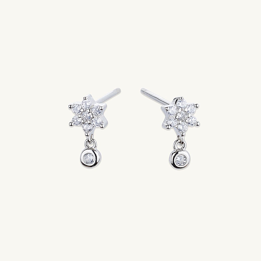 Snowflake Sapphire Drop Stud Earrings - Camile & Stone